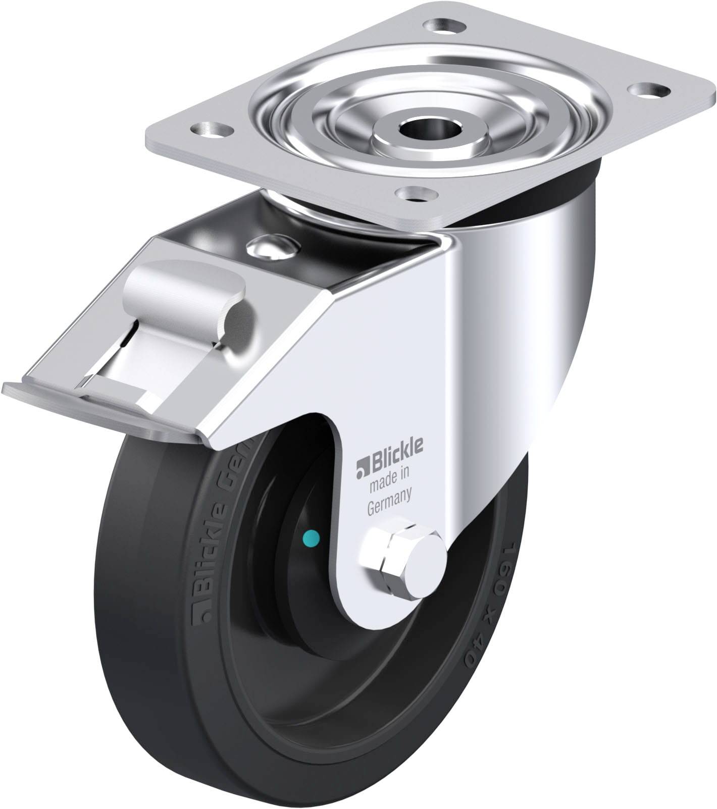 Blickle 850597 L-POEV 161KAD-FI Acéllemez forgógörgő KerékØ: 160 mm Teherbírás (max.): 320 kg 1 db
