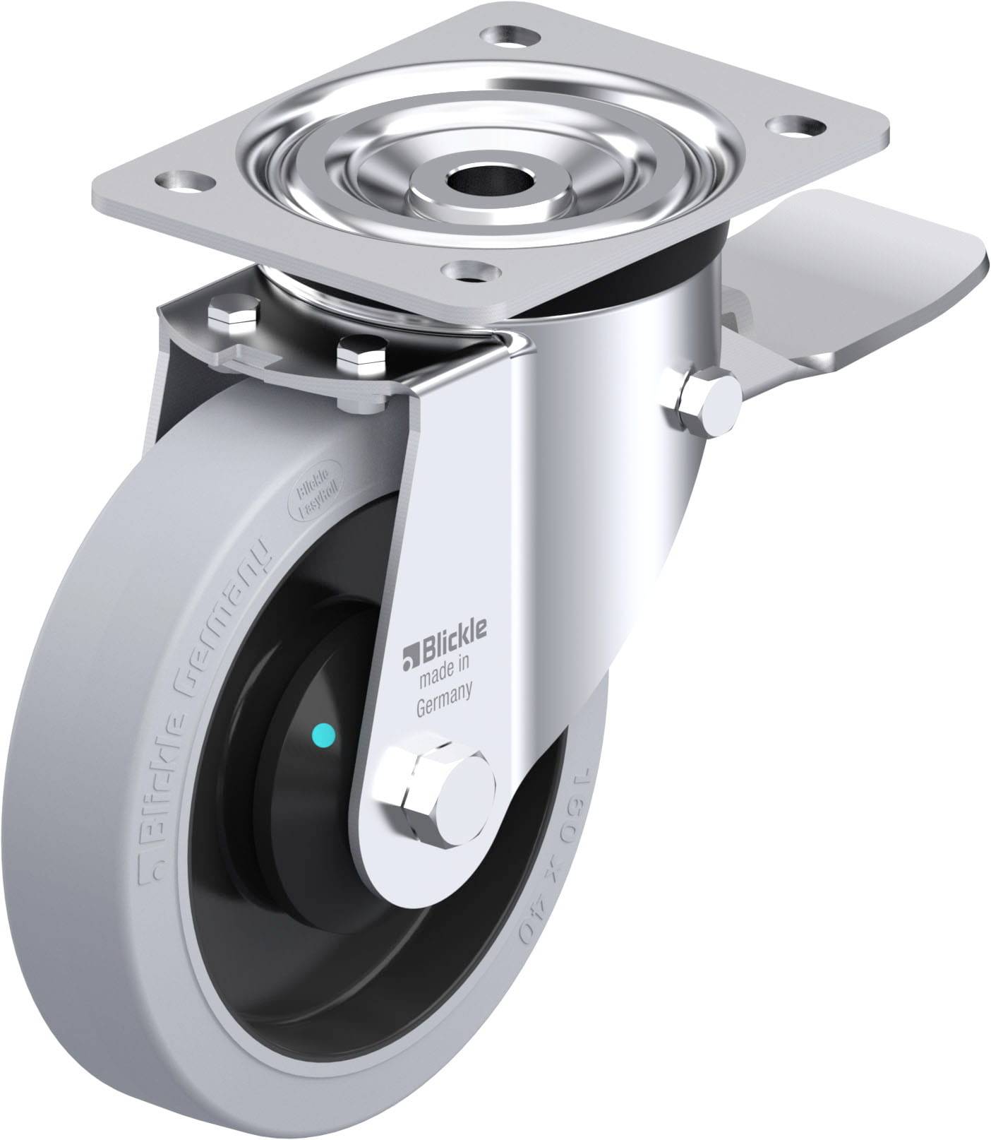 Blickle 850600 L-POEV 161KAD-ST-SG Acéllemez forgógörgő KerékØ: 160 mm Teherbírás (max.): 320 kg 1 db