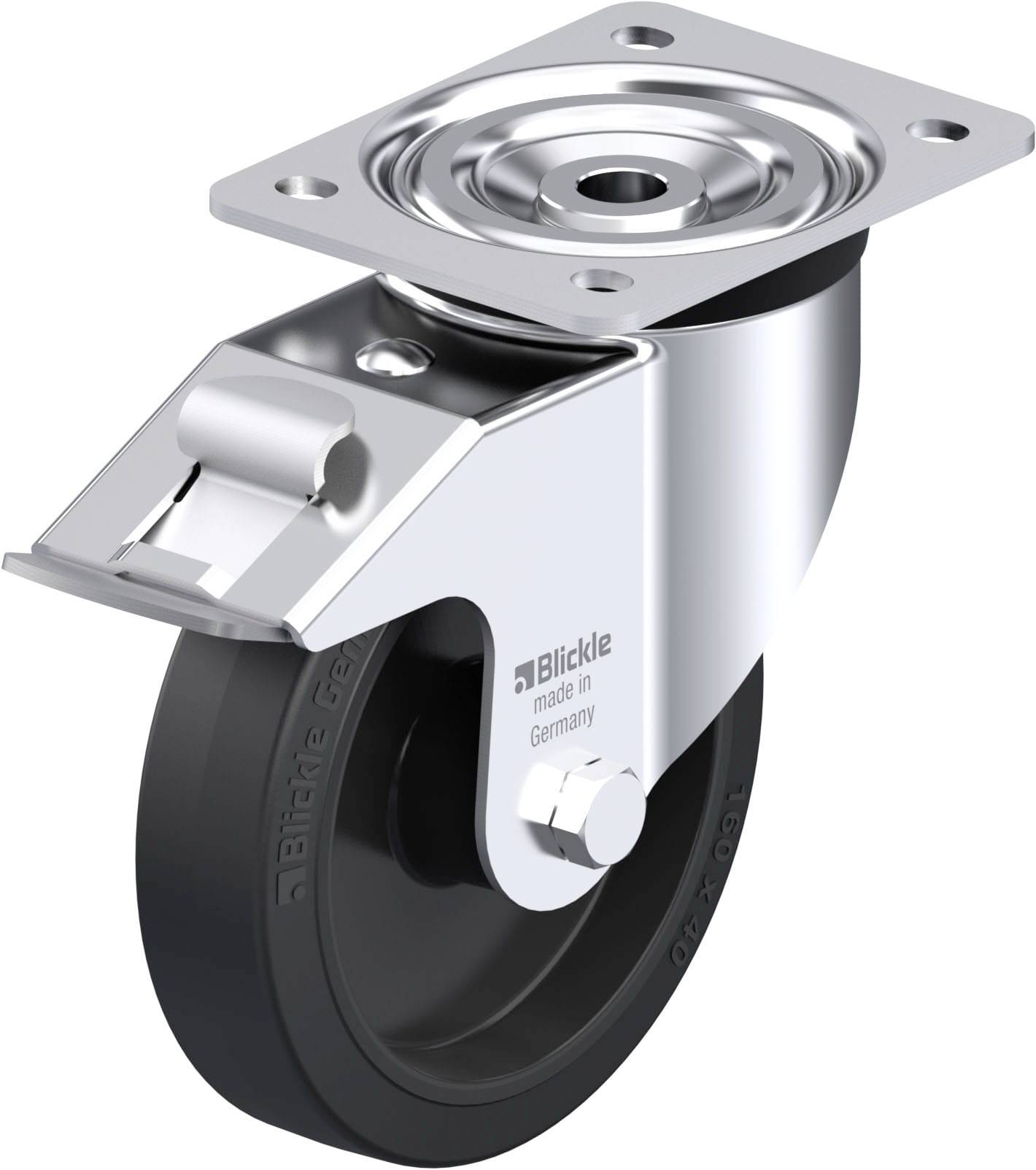 Blickle 850583 L-POEV 161XR-FI Acéllemez forgógörgő KerékØ: 160 mm Teherbírás (max.): 320 kg 1 db