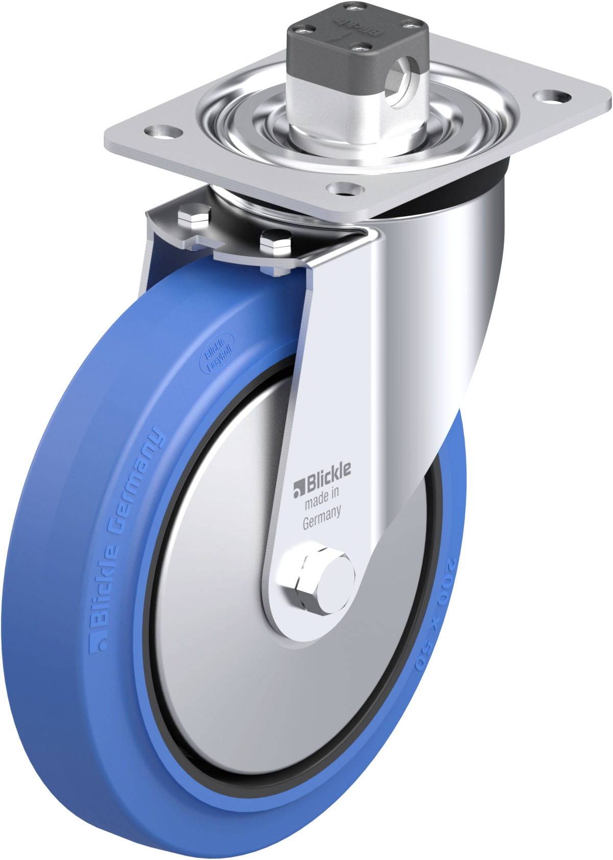 Blickle 850746 L-POEV 200KAD-CS11-SB-FA Acéllemez forgógörgő KerékØ: 200 mm Teherbírás (max.): 400 kg 1 db