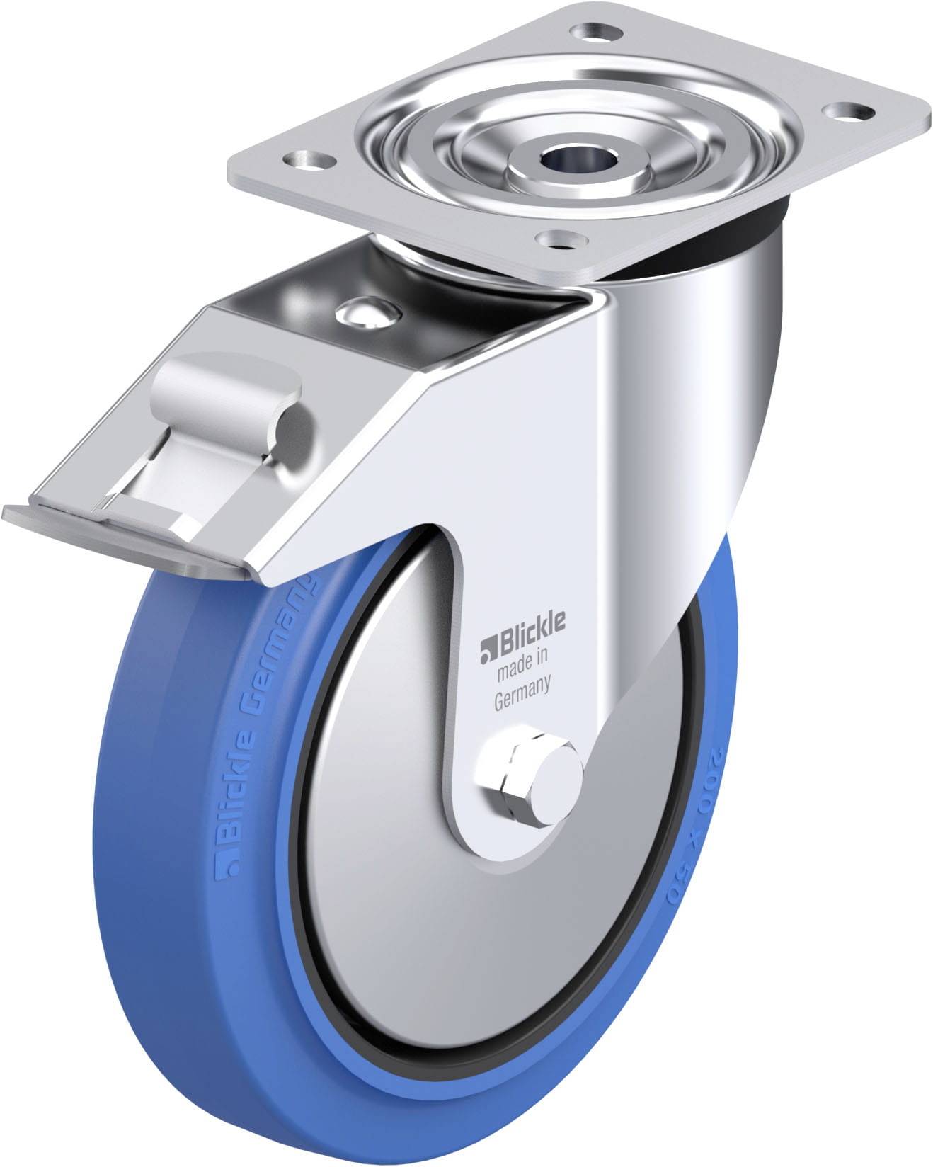 Blickle 749371 L-POEV 200KA-FI-SB-FA Acéllemez forgógörgő KerékØ: 200 mm Teherbírás (max.): 400 kg 1 db