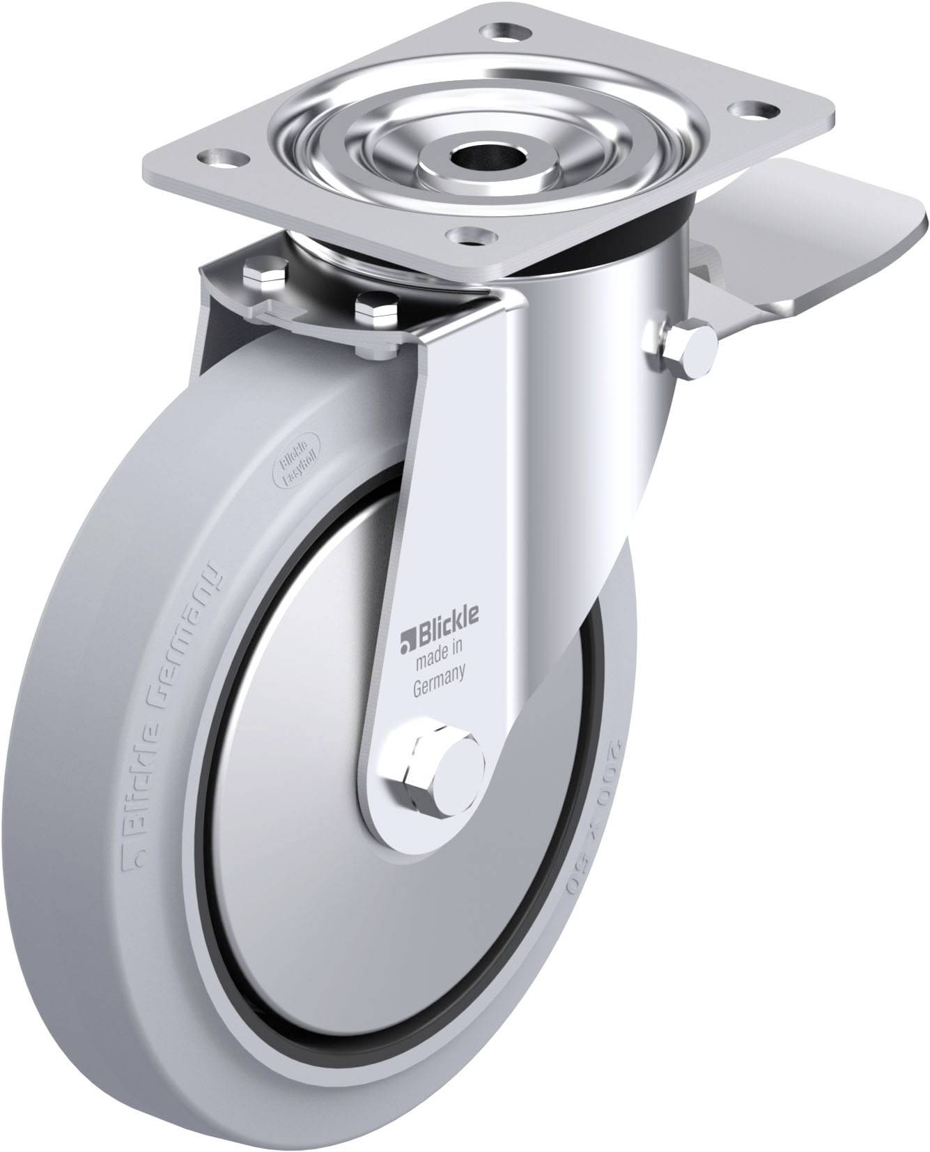 Blickle 749376 L-POEV 200KA-ST-SG-FA Acéllemez forgógörgő KerékØ: 200 mm Teherbírás (max.): 400 kg 1 db
