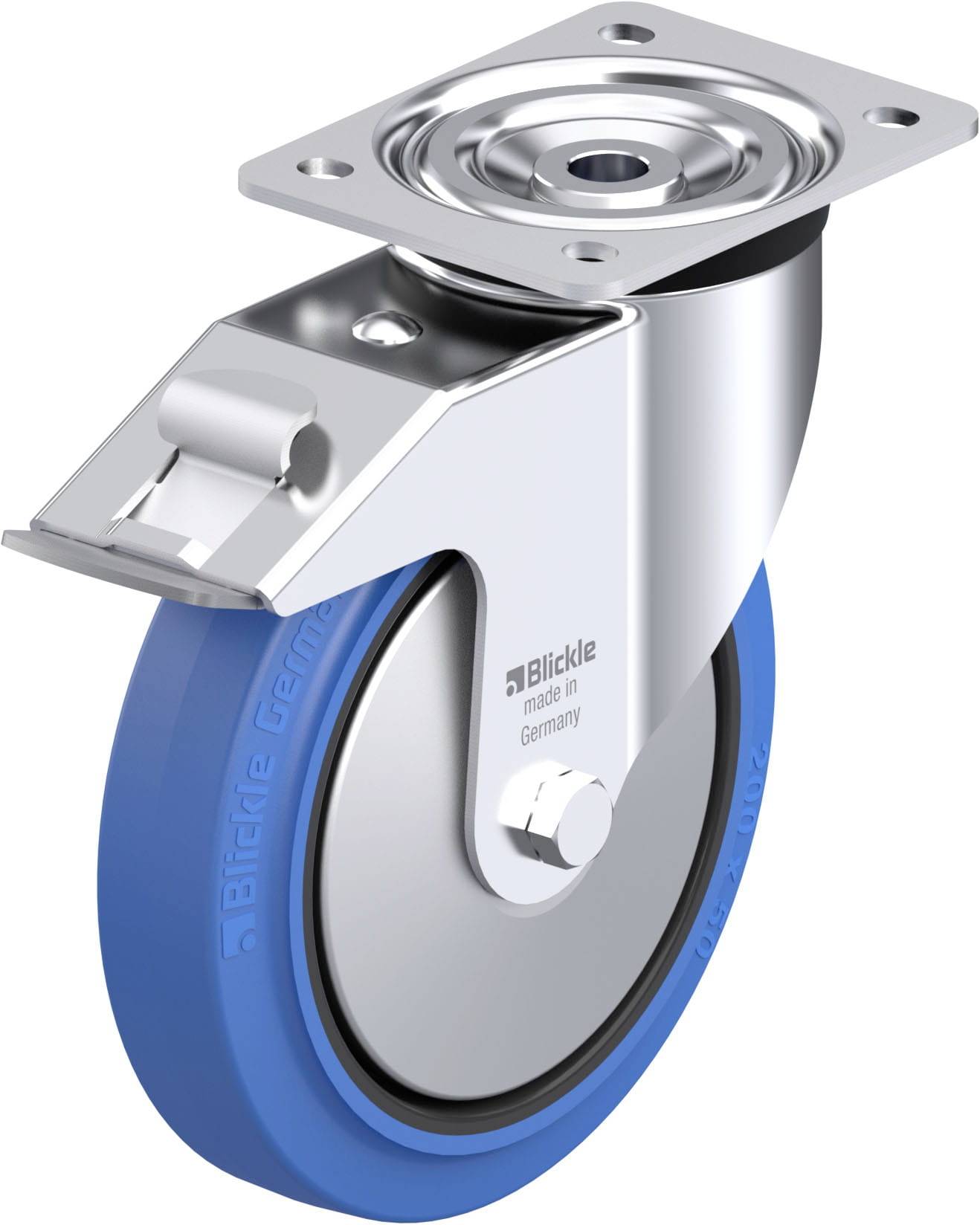 Blickle 749390 L-POEV 200R-FI-SB-FA Acéllemez forgógörgő KerékØ: 200 mm Teherbírás (max.): 400 kg 1 db