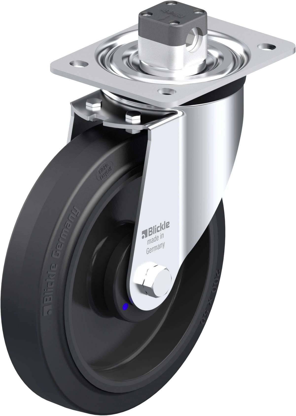Blickle 850763 L-POEV 200XKA-CS11 Acéllemez forgógörgő KerékØ: 200 mm Teherbírás (max.): 400 kg 1 db