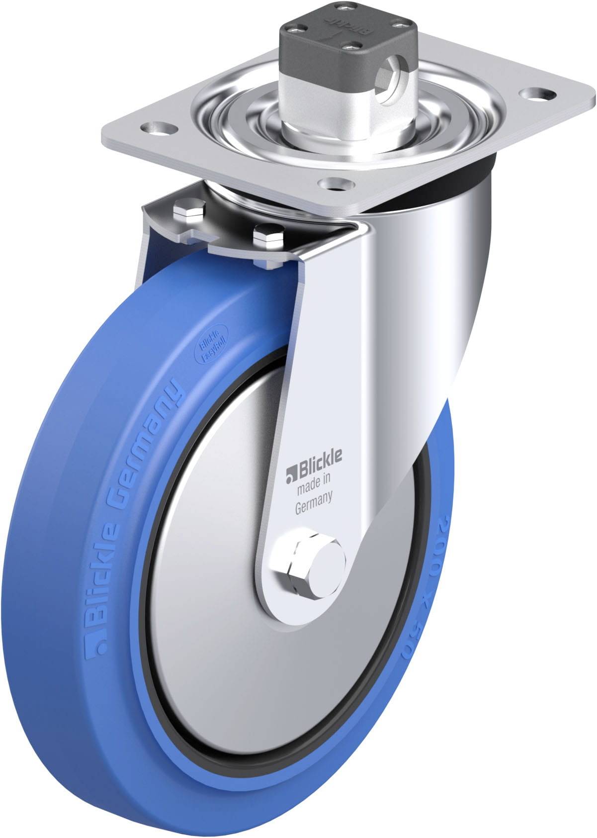 Blickle 850733 L-POEV 200XR-CS11-SB-FA Acéllemez forgógörgő KerékØ: 200 mm Teherbírás (max.): 400 kg 1 db