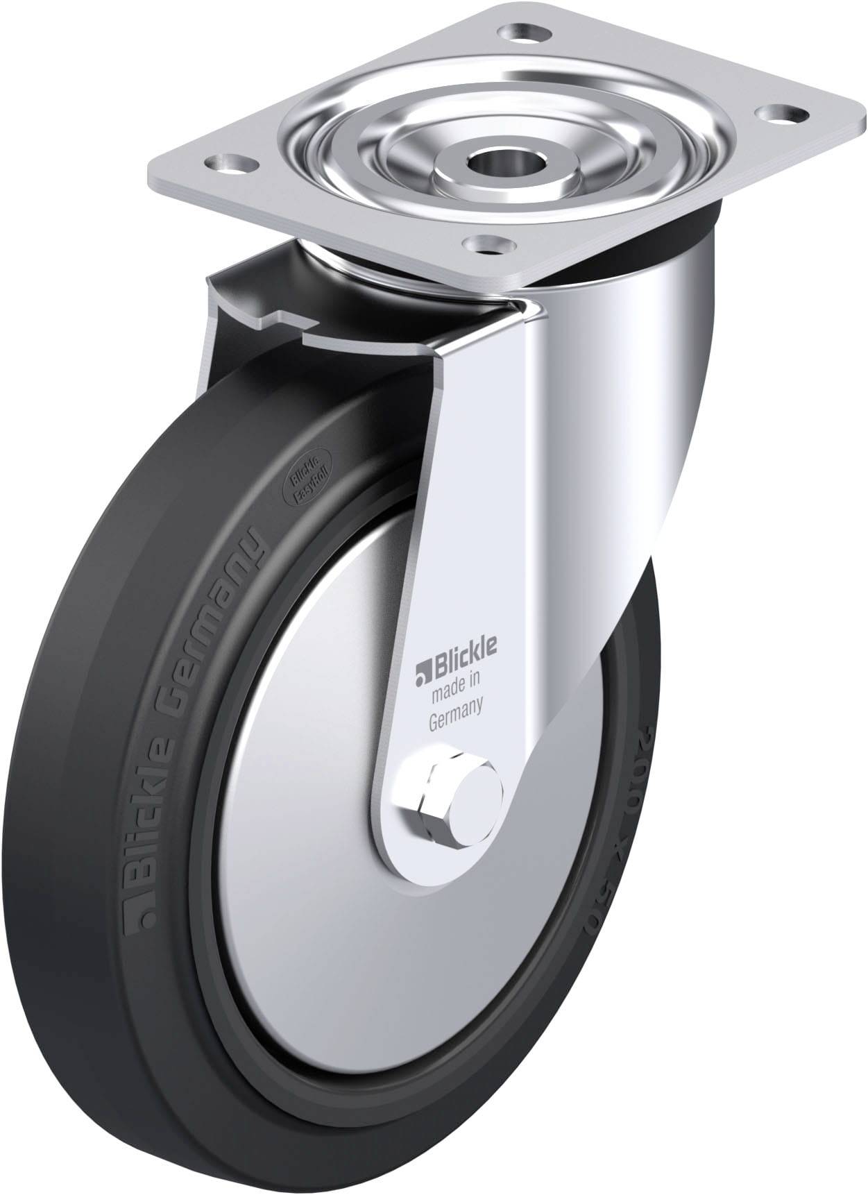 Blickle 850739 L-POEV 200XR-FA Acéllemez forgógörgő KerékØ: 200 mm Teherbírás (max.): 400 kg 1 db