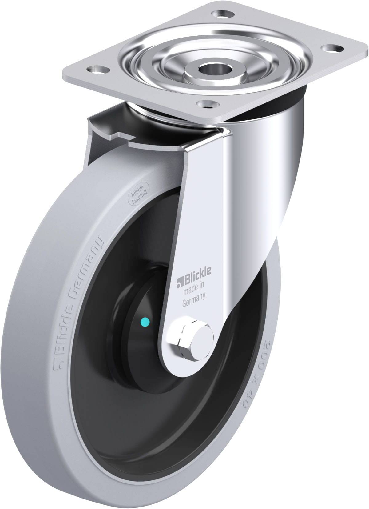 Blickle 850714 L-POEV 201KAD-SG Acéllemez forgógörgő KerékØ: 200 mm Teherbírás (max.): 400 kg 1 db