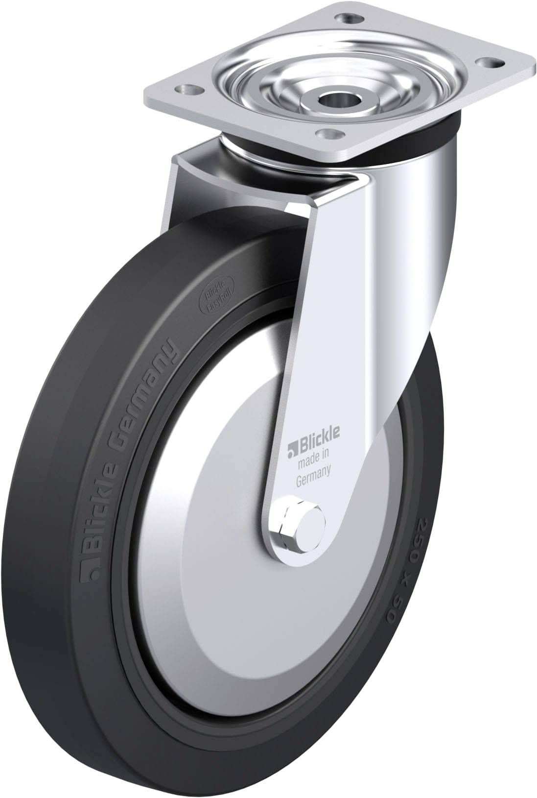 Blickle 850806 L-POEV 250XR-3-FA Acéllemez forgógörgő KerékØ: 250 mm Teherbírás (max.): 500 kg 1 db