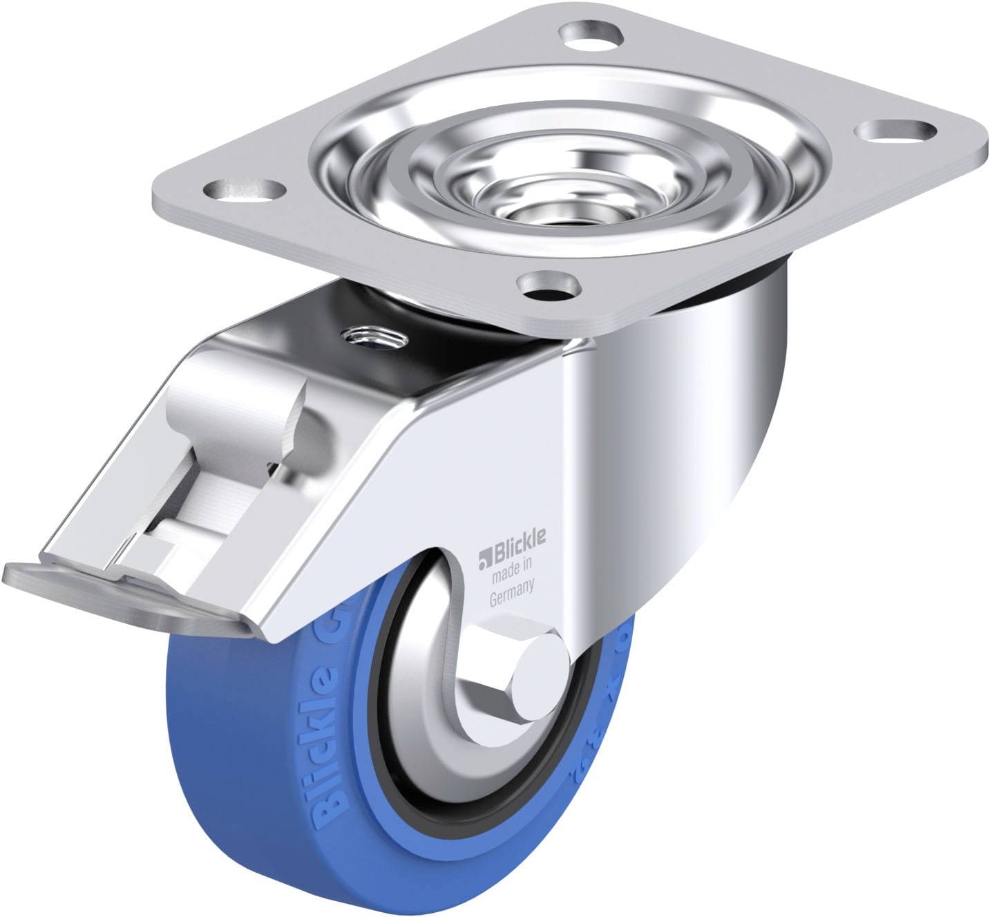 Blickle 850433 L-POEV 80G-FI-SB-FA Acéllemez forgógörgő KerékØ: 80 mm Teherbírás (max.): 140 kg 1 db