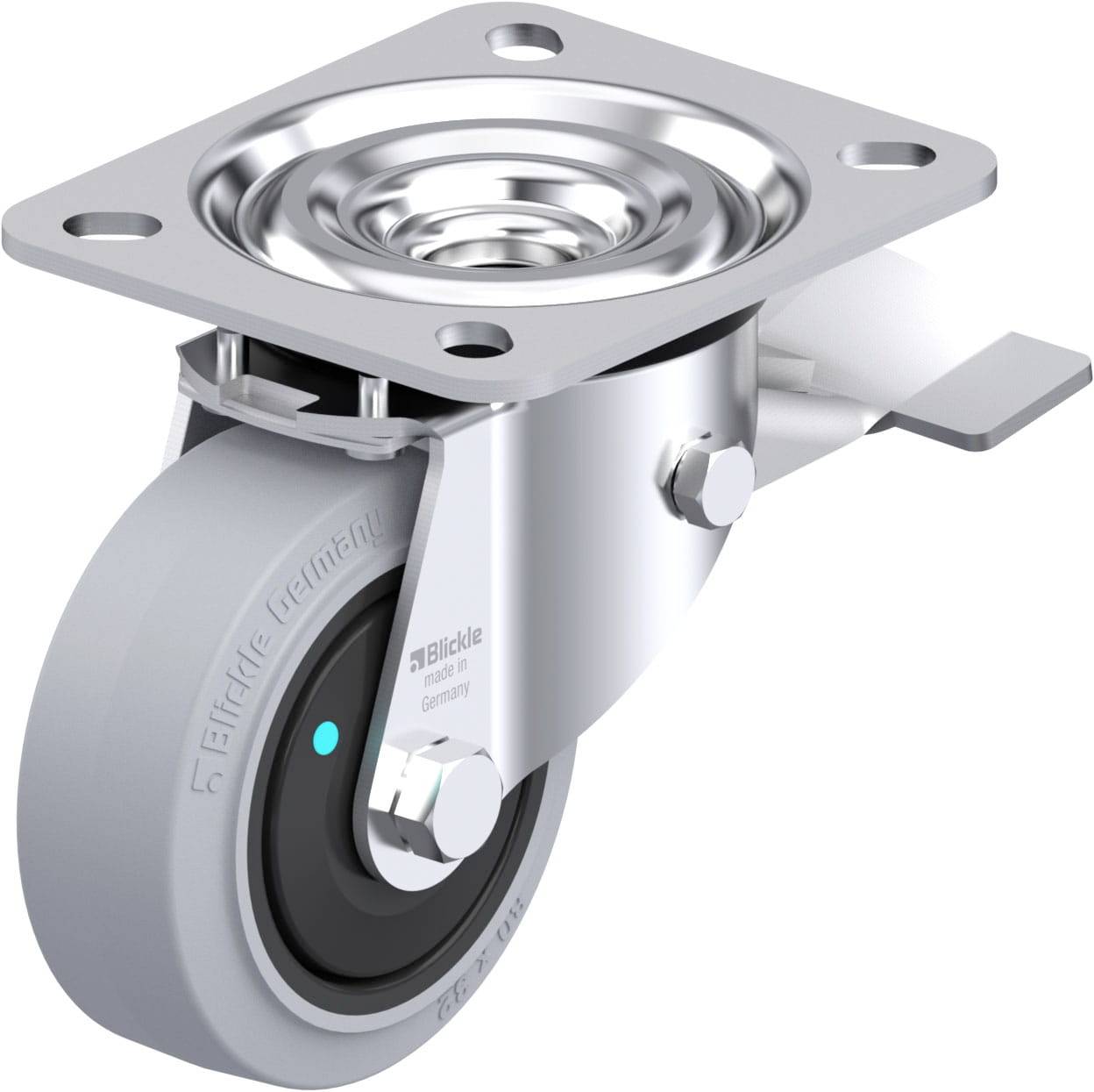 Blickle 850476 L-POEV 80KFD-ST-SG Acéllemez forgógörgő KerékØ: 80 mm Teherbírás (max.): 140 kg 1 db