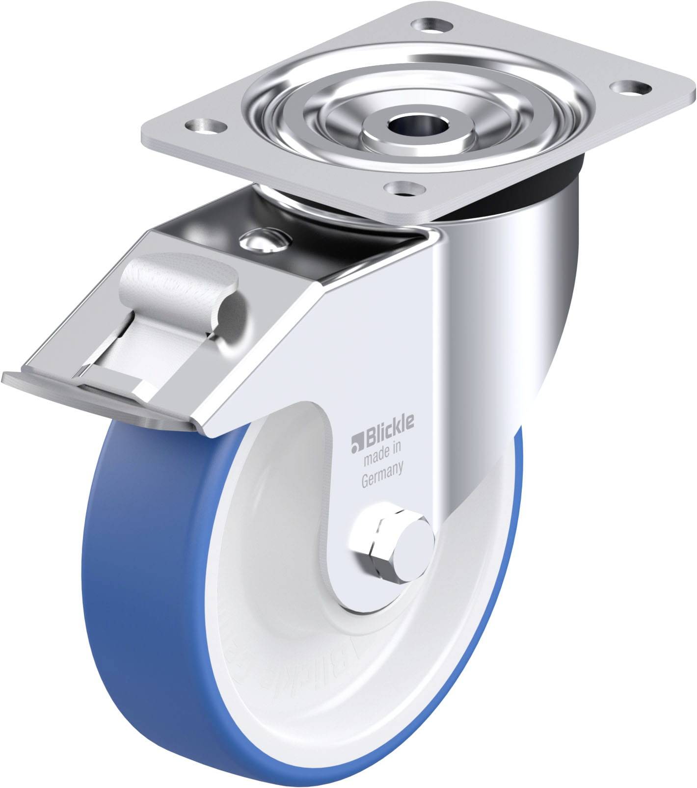 Blickle 948097 L-POTHS 160XK-FI Acéllemez forgógörgő KerékØ: 160 mm Teherbírás (max.): 400 kg 1 db