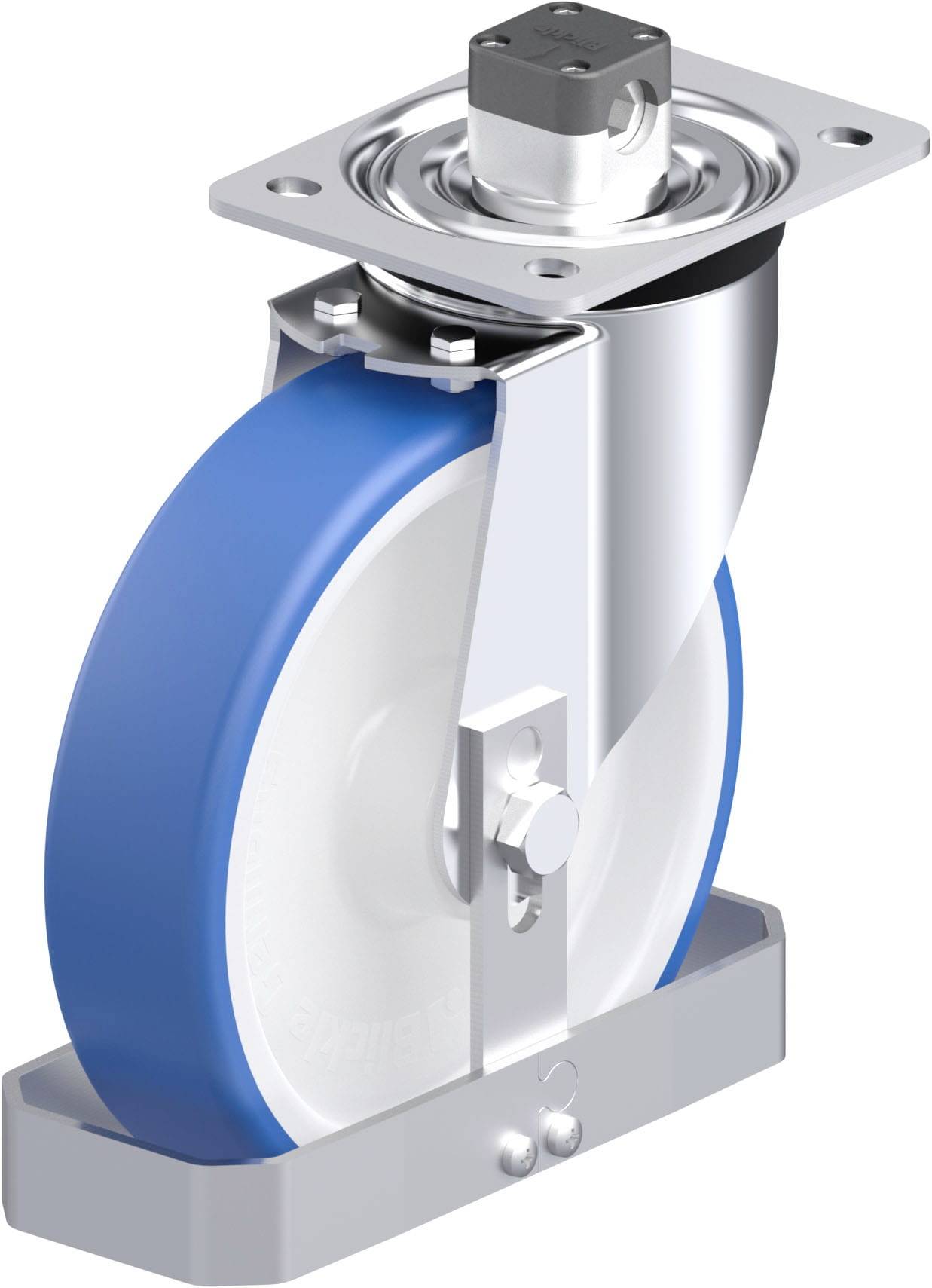 Blickle 948142 L-POTHS 200XR-CS11-FS Acéllemez forgógörgő KerékØ: 200 mm Teherbírás (max.): 400 kg 1 db