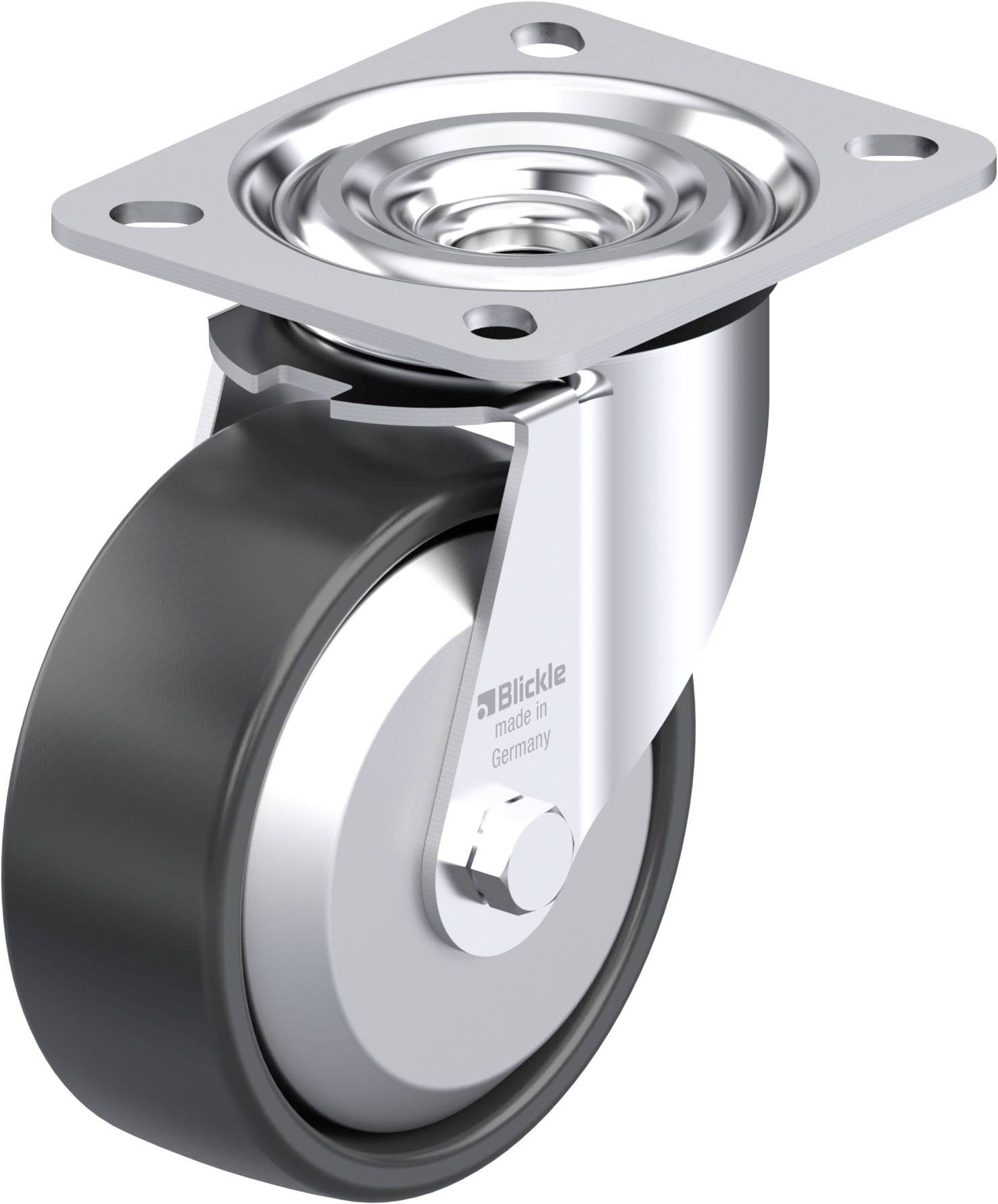 Blickle 953166 L-PP 100KA-FA Acéllemez forgógörgő KerékØ: 100 mm Teherbírás (max.): 160 kg 1 db