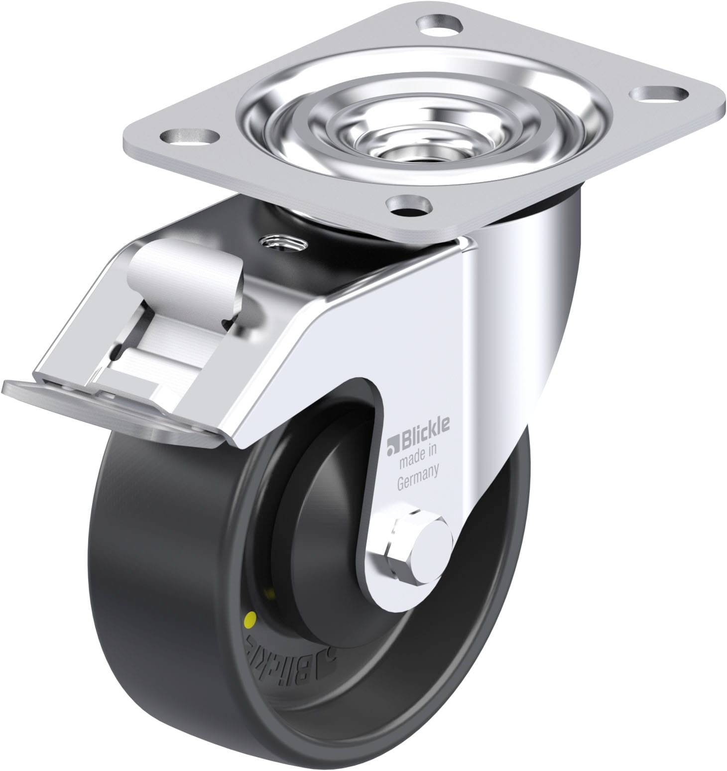Blickle 953167 L-PP 100KA-FI-EL Acéllemez forgógörgő KerékØ: 100 mm Teherbírás (max.): 160 kg 1 db