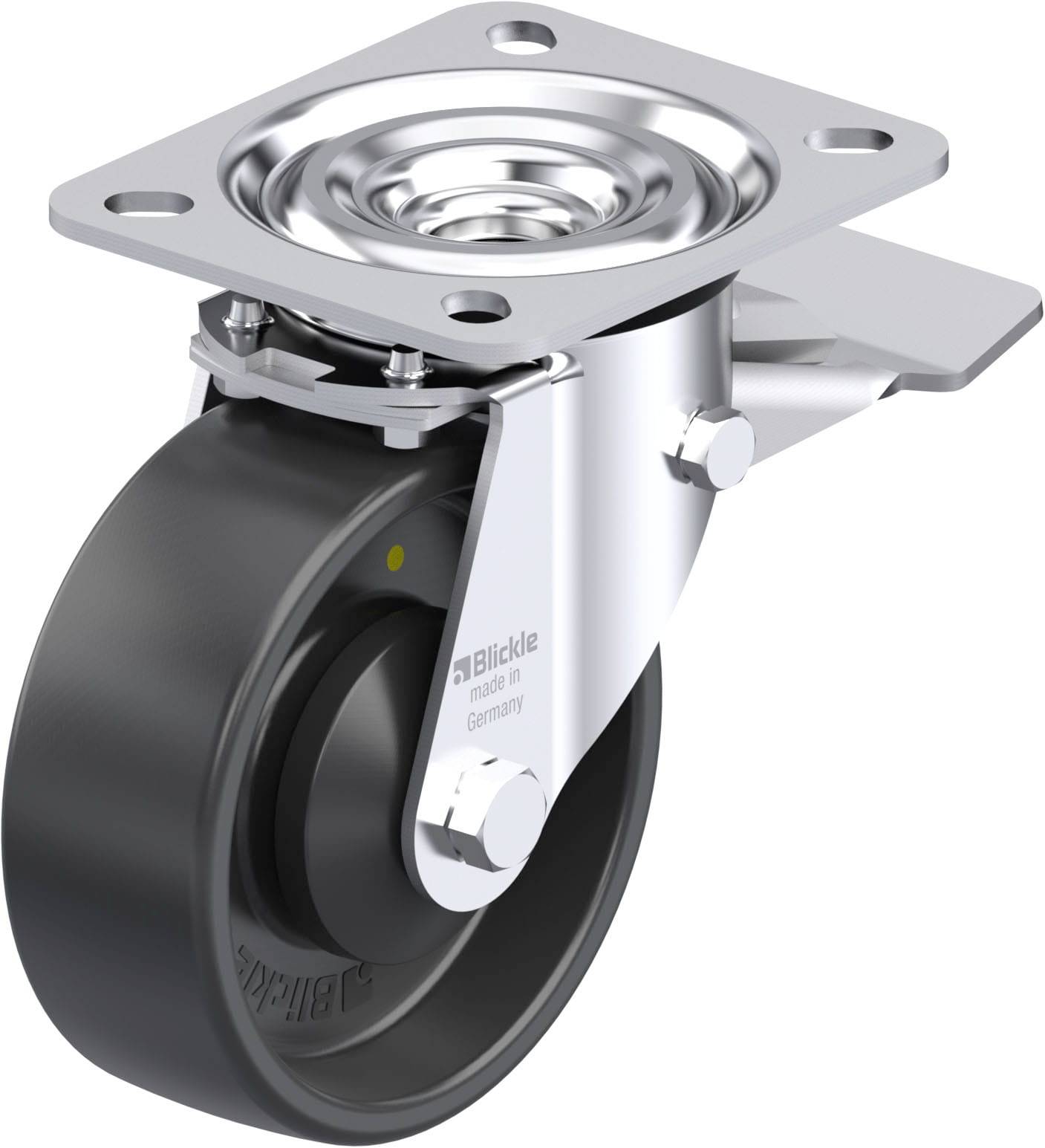 Blickle 953173 L-PP 100KA-ST-EL Acéllemez forgógörgő KerékØ: 100 mm Teherbírás (max.): 160 kg 1 db