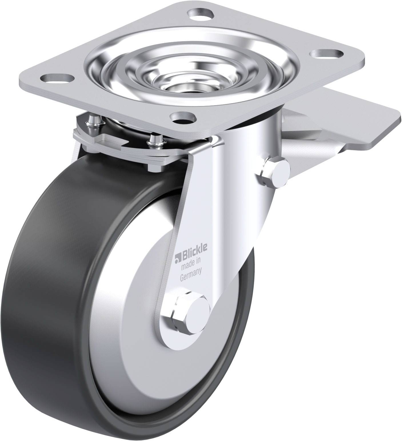 Blickle 953176 L-PP 100KA-ST-FA Acéllemez forgógörgő KerékØ: 100 mm Teherbírás (max.): 160 kg 1 db