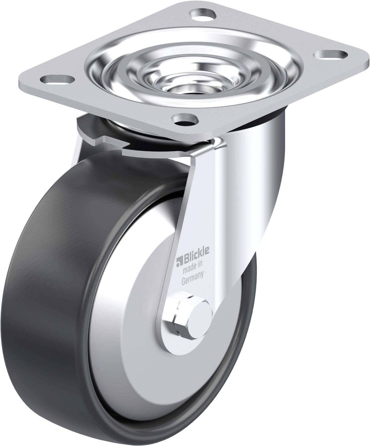 Blickle 64386 L-PP 100R-FA Acéllemez forgógörgő KerékØ: 100 mm Teherbírás (max.): 160 kg 1 db