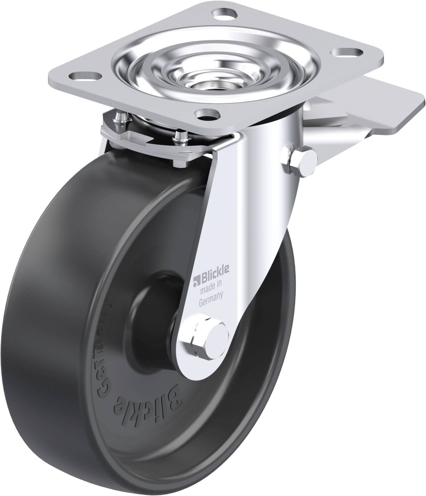 Blickle 54437 L-PP 125G-ST Acéllemez forgógörgő KerékØ: 125 mm Teherbírás (max.): 200 kg 1 db