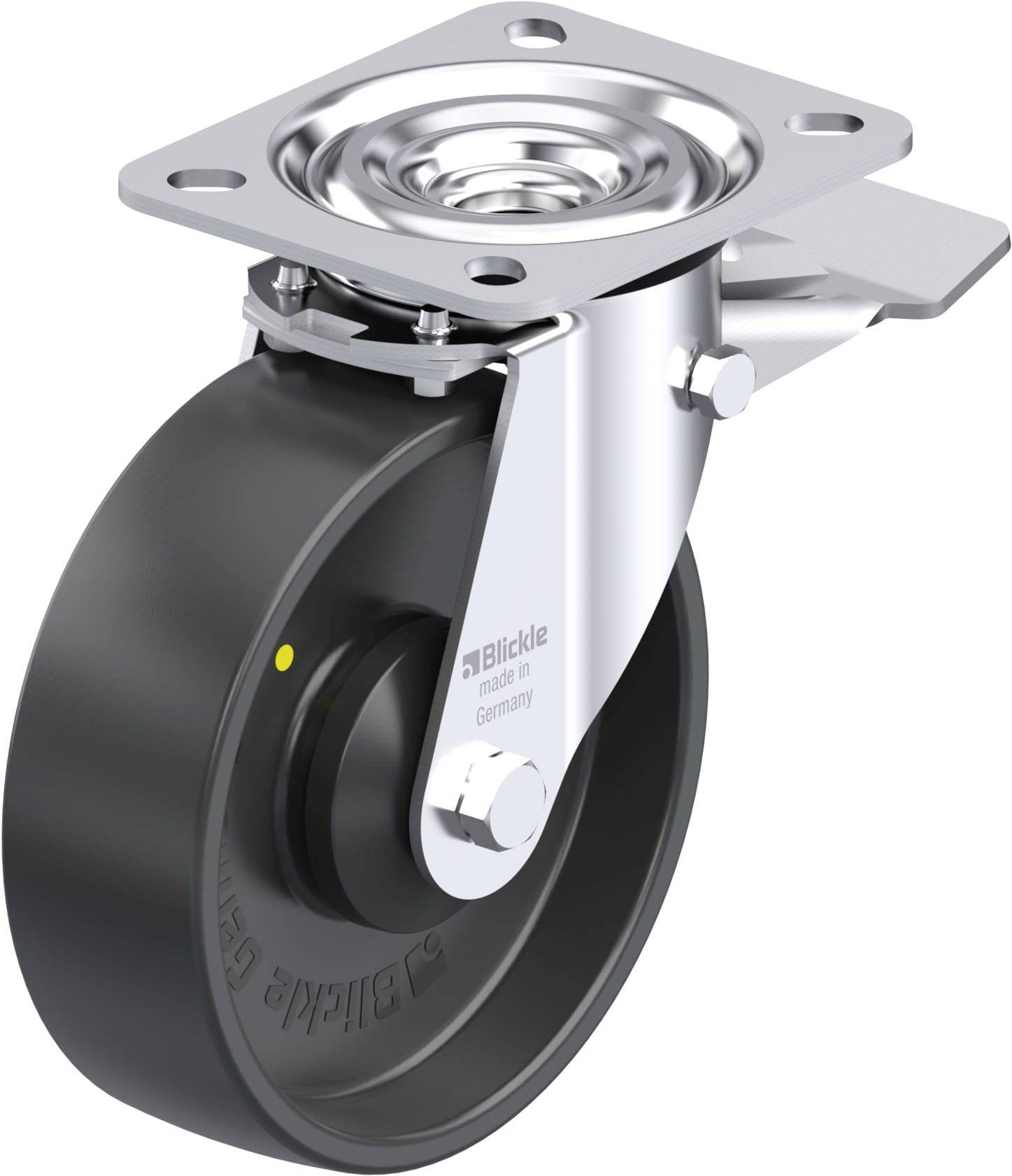 Blickle 951796 L-PP 125KA-ST-EL Acéllemez forgógörgő KerékØ: 125 mm Teherbírás (max.): 200 kg 1 db