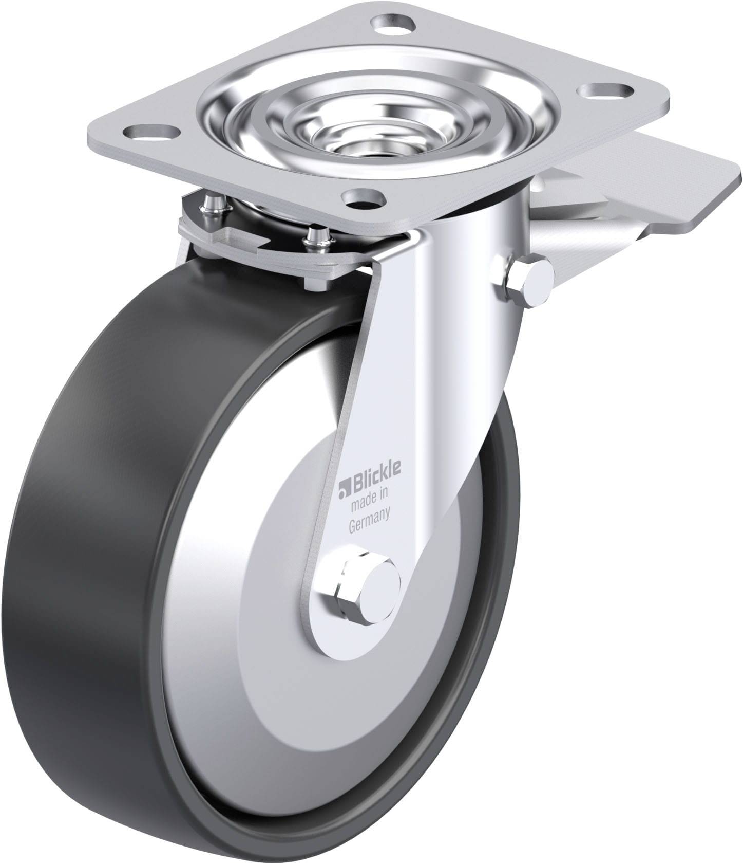 Blickle 952308 L-PP 125KA-ST-FA Acéllemez forgógörgő KerékØ: 125 mm Teherbírás (max.): 200 kg 1 db