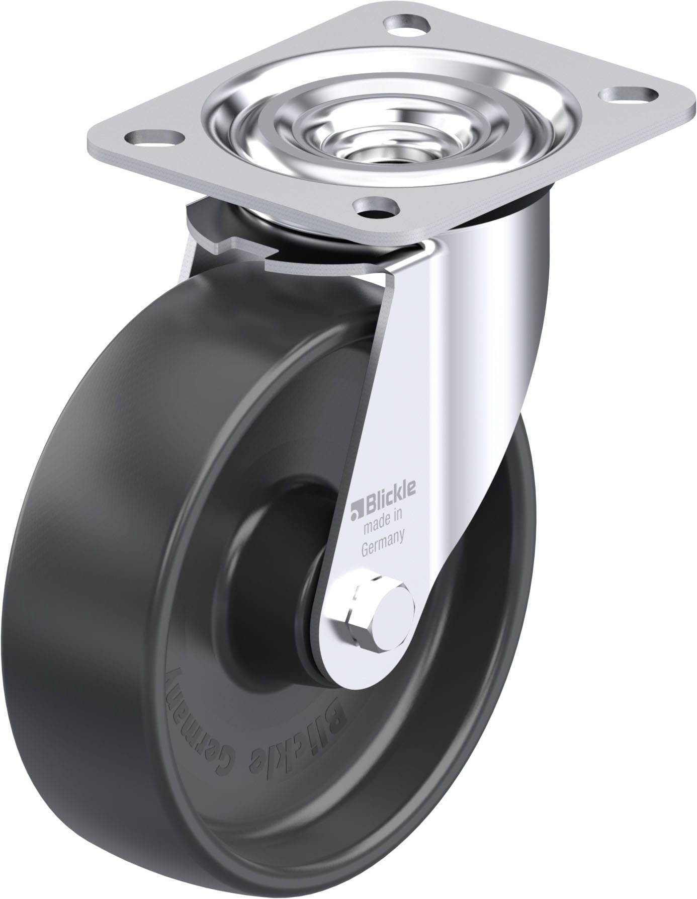 Blickle 46045 L-PP 125R Acéllemez forgógörgő KerékØ: 125 mm Teherbírás (max.): 200 kg 1 db
