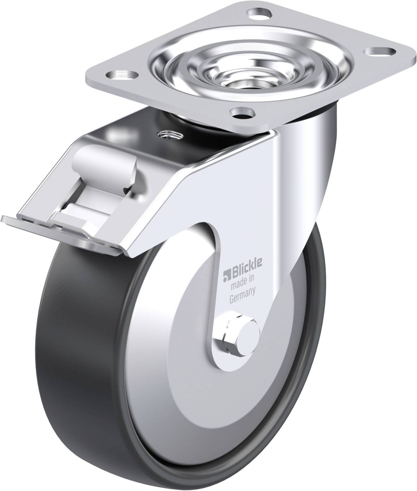 Blickle 9423 L-PP 125R-FI-FA Acéllemez forgógörgő KerékØ: 125 mm Teherbírás (max.): 200 kg 1 db