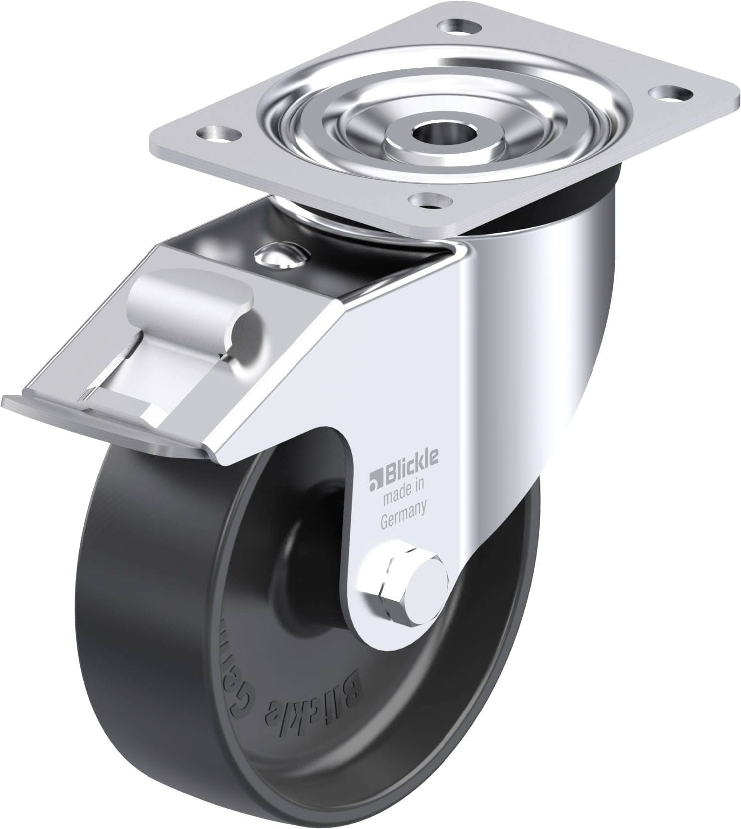 Blickle 663393 L-PP 150G-FI Acéllemez forgógörgő KerékØ: 150 mm Teherbírás (max.): 300 kg 1 db