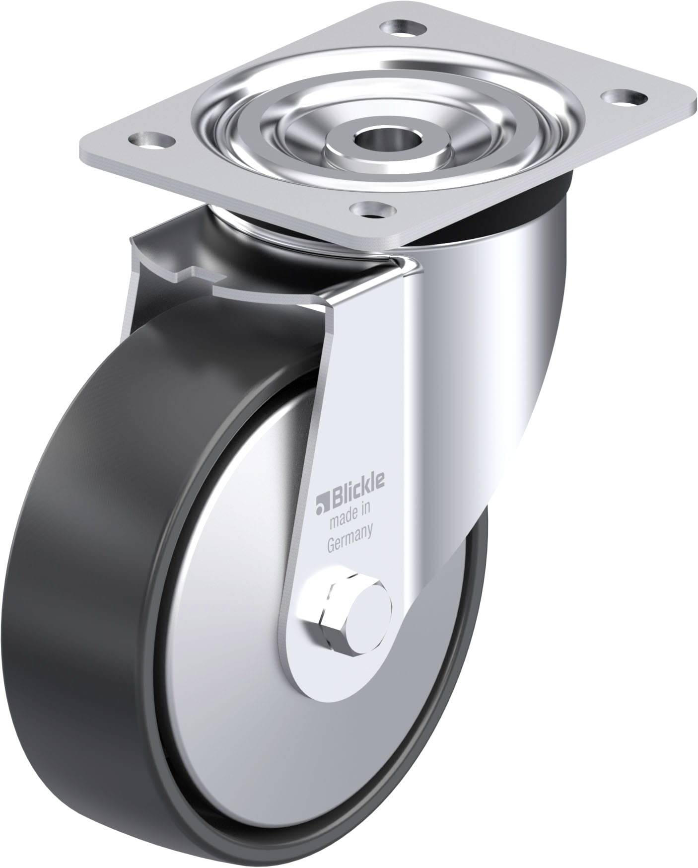 Blickle 952311 L-PP 150K-FA Acéllemez forgógörgő KerékØ: 150 mm Teherbírás (max.): 300 kg 1 db
