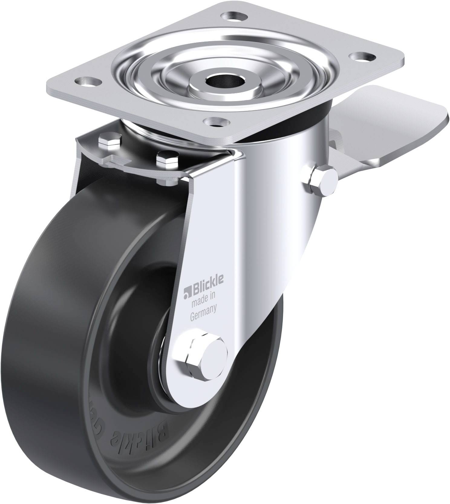 Blickle 952314 L-PP 150K-ST Acéllemez forgógörgő KerékØ: 150 mm Teherbírás (max.): 300 kg 1 db
