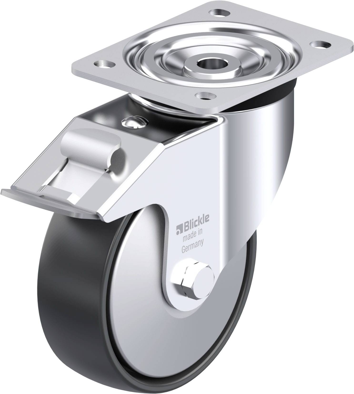 Blickle 749454 L-PP 150R-FI-FA Acéllemez forgógörgő KerékØ: 150 mm Teherbírás (max.): 300 kg 1 db
