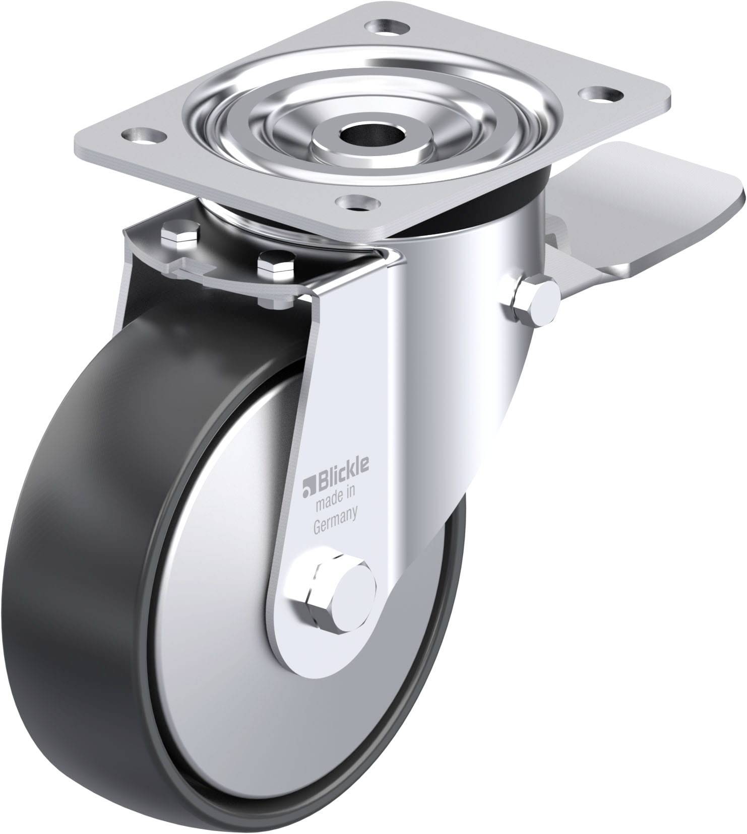 Blickle 10678 L-PP 150R-ST-FA Acéllemez forgógörgő KerékØ: 150 mm Teherbírás (max.): 300 kg 1 db