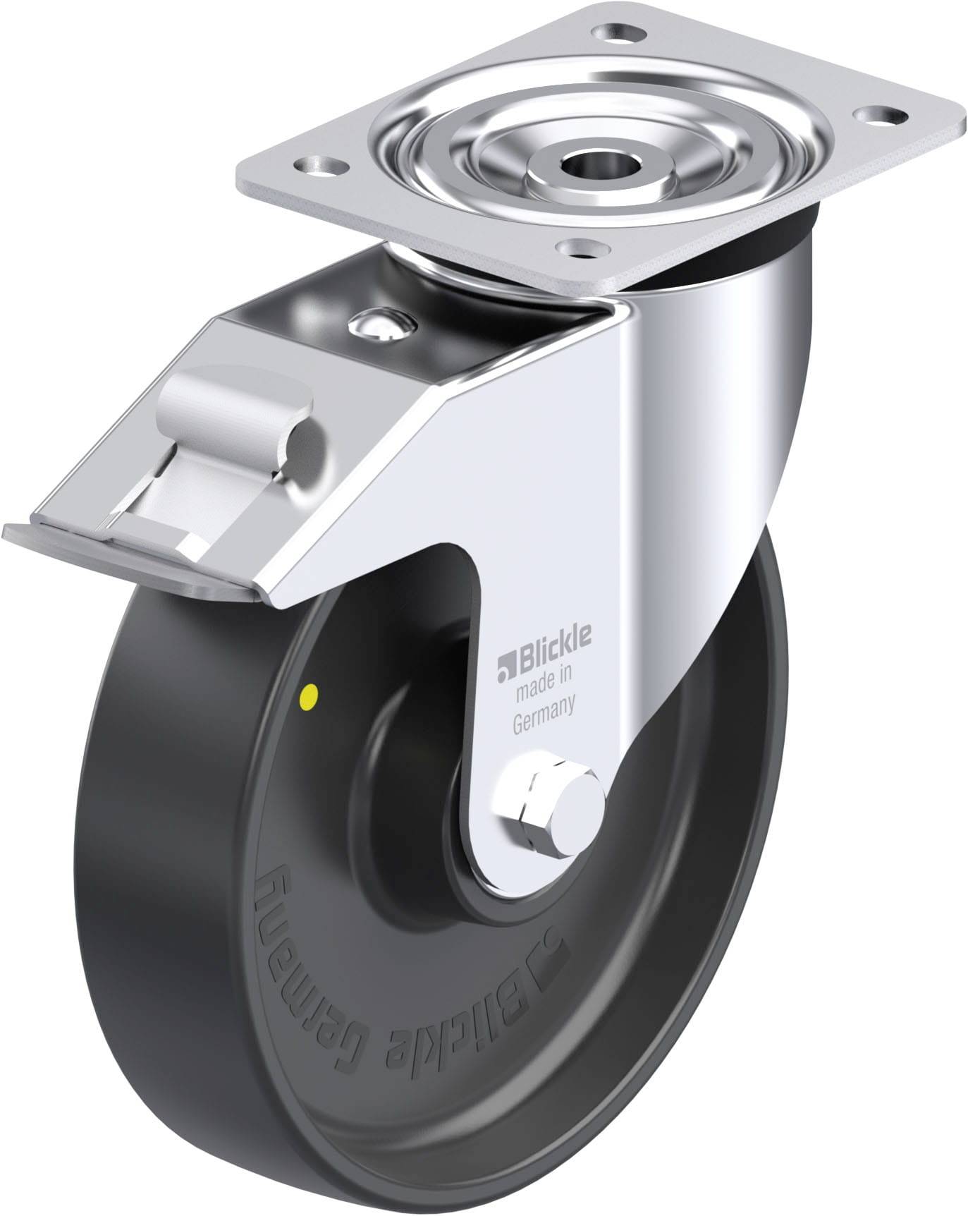 Blickle 951805 L-PP 200K-FI-EL Acéllemez forgógörgő KerékØ: 200 mm Teherbírás (max.): 400 kg 1 db