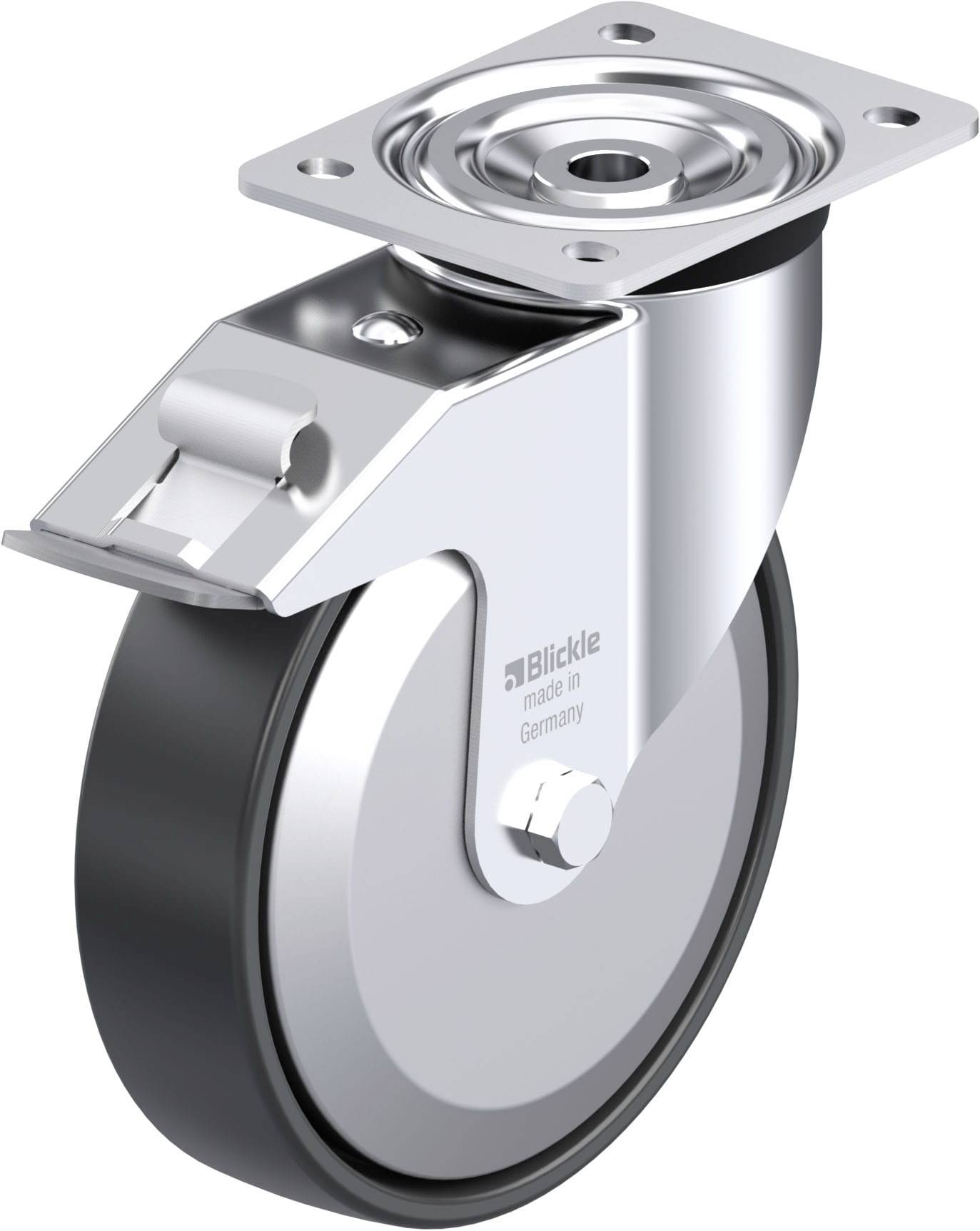 Blickle 951806 L-PP 200K-FI-EL-FA Acéllemez forgógörgő KerékØ: 200 mm Teherbírás (max.): 400 kg 1 db