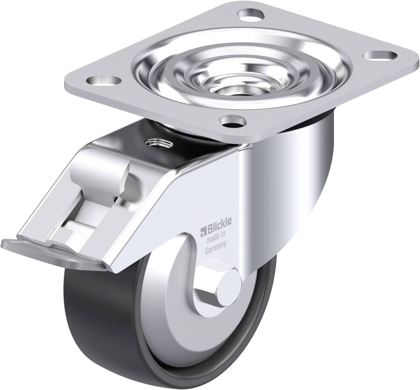Blickle 374793 L-PP 80G-FI-FA Acéllemez forgógörgő KerékØ: 80 mm Teherbírás (max.): 120 kg 1 db