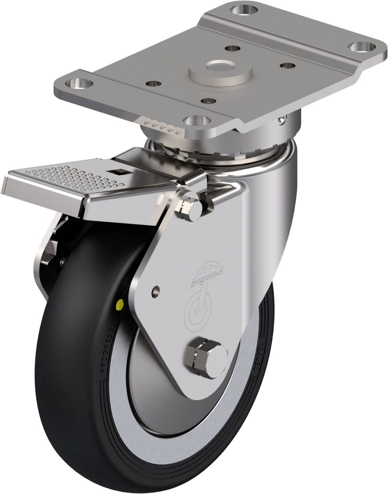 Blickle 897131 LPX-PGV 120XR-PG2-FI-EL-FA Rozsdamentes acél forgógörgő KerékØ: 120 mm Teherbírás (max.): 150 kg 1 db