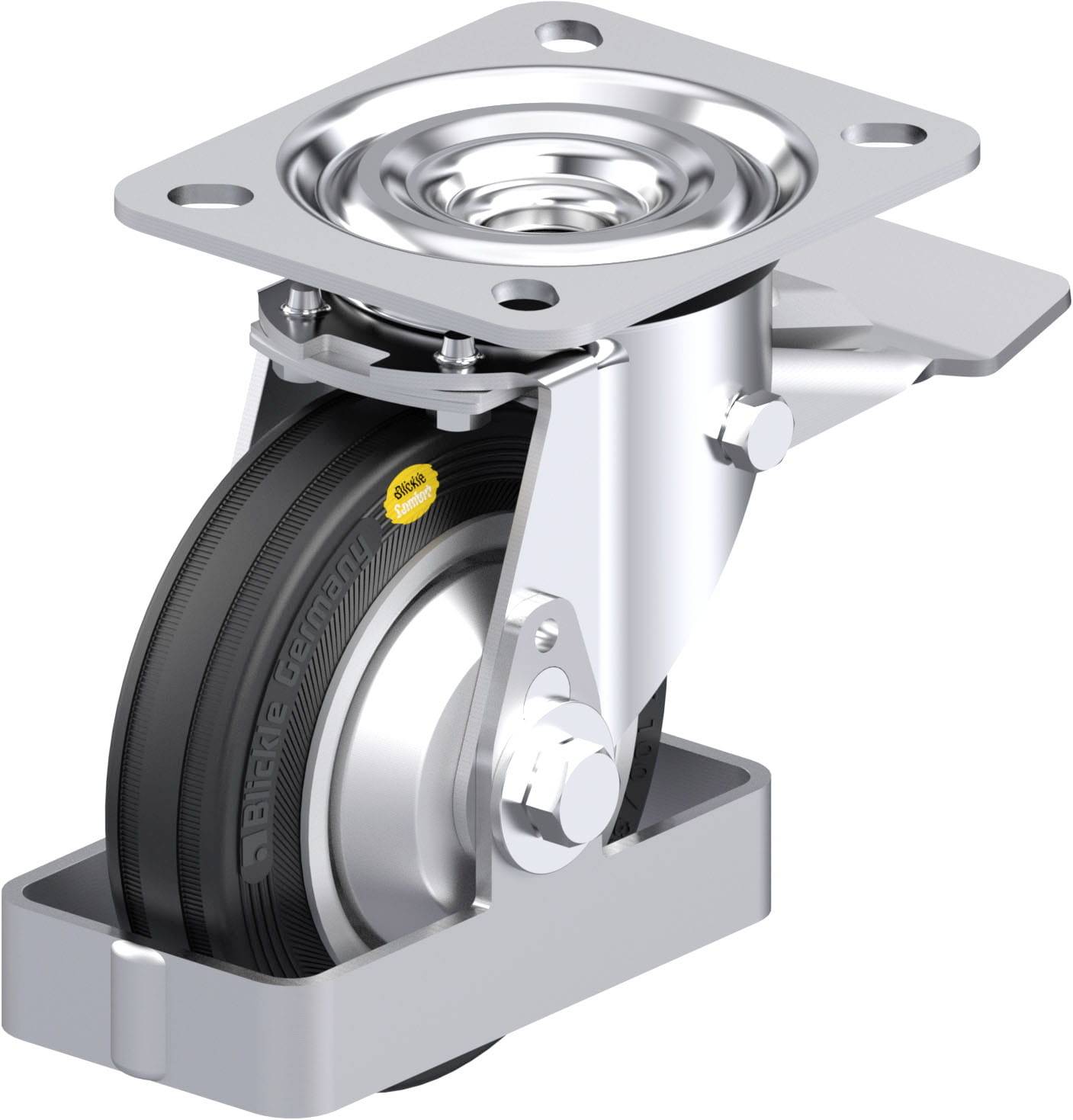 Blickle 938388 L-RD 100R-ST-FA-FS Acéllemez forgógörgő KerékØ: 100 mm Teherbírás (max.): 100 kg 1 db