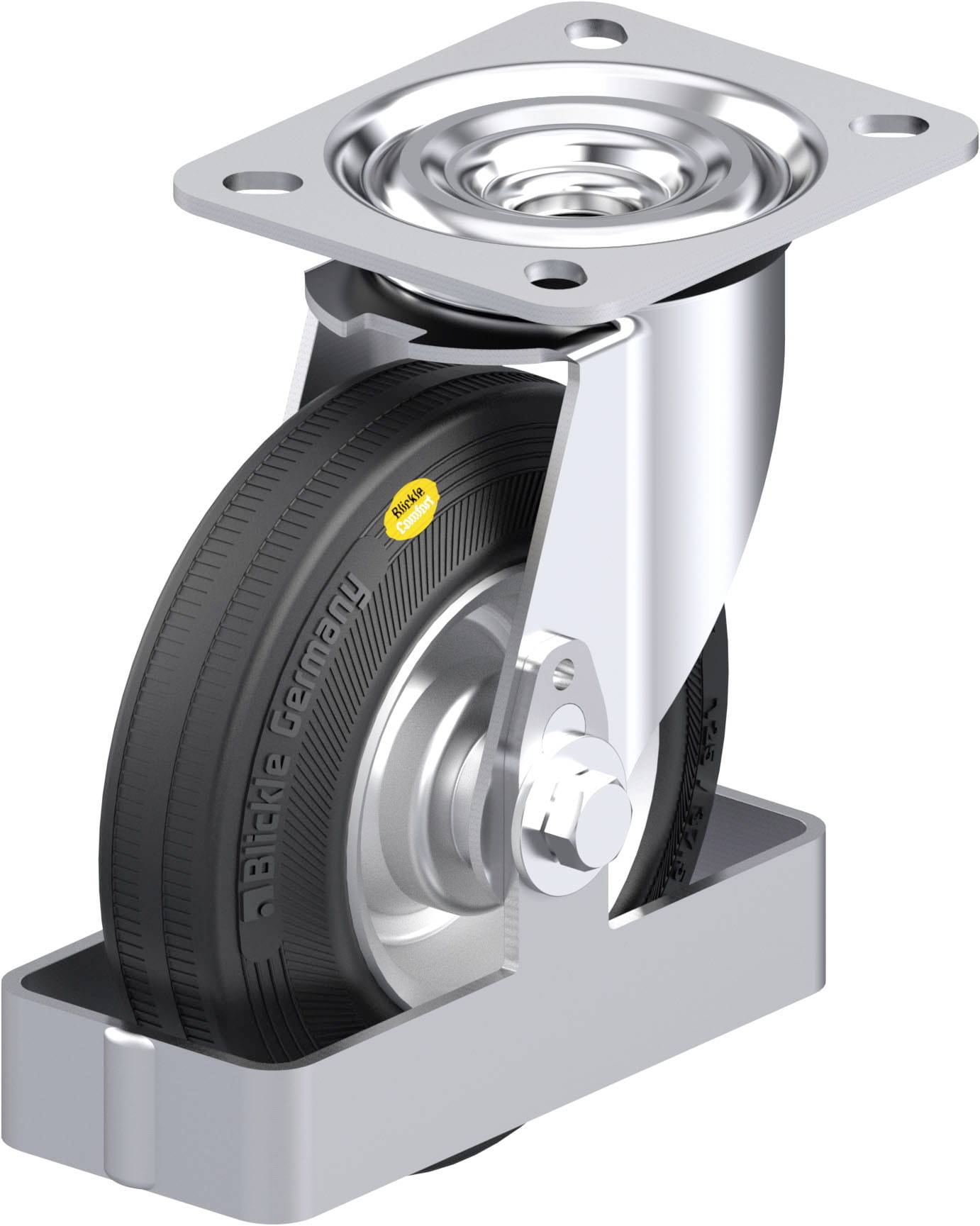 Blickle 931403 L-RD 125R-FS Acéllemez forgógörgő KerékØ: 125 mm Teherbírás (max.): 120 kg 1 db