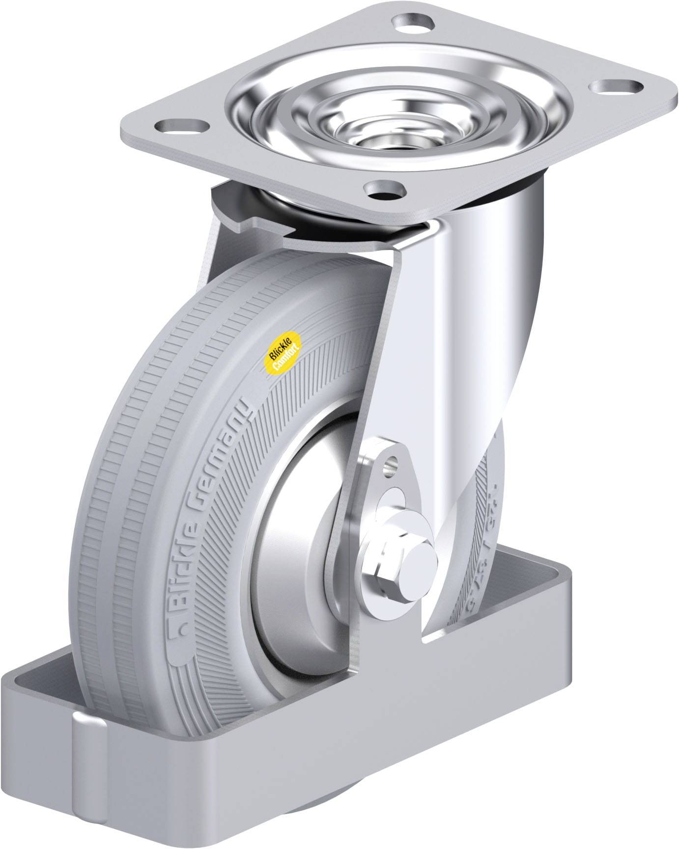 Blickle 938402 L-RD 125R-VLI-FA-FS Acéllemez forgógörgő KerékØ: 125 mm Teherbírás (max.): 120 kg 1 db