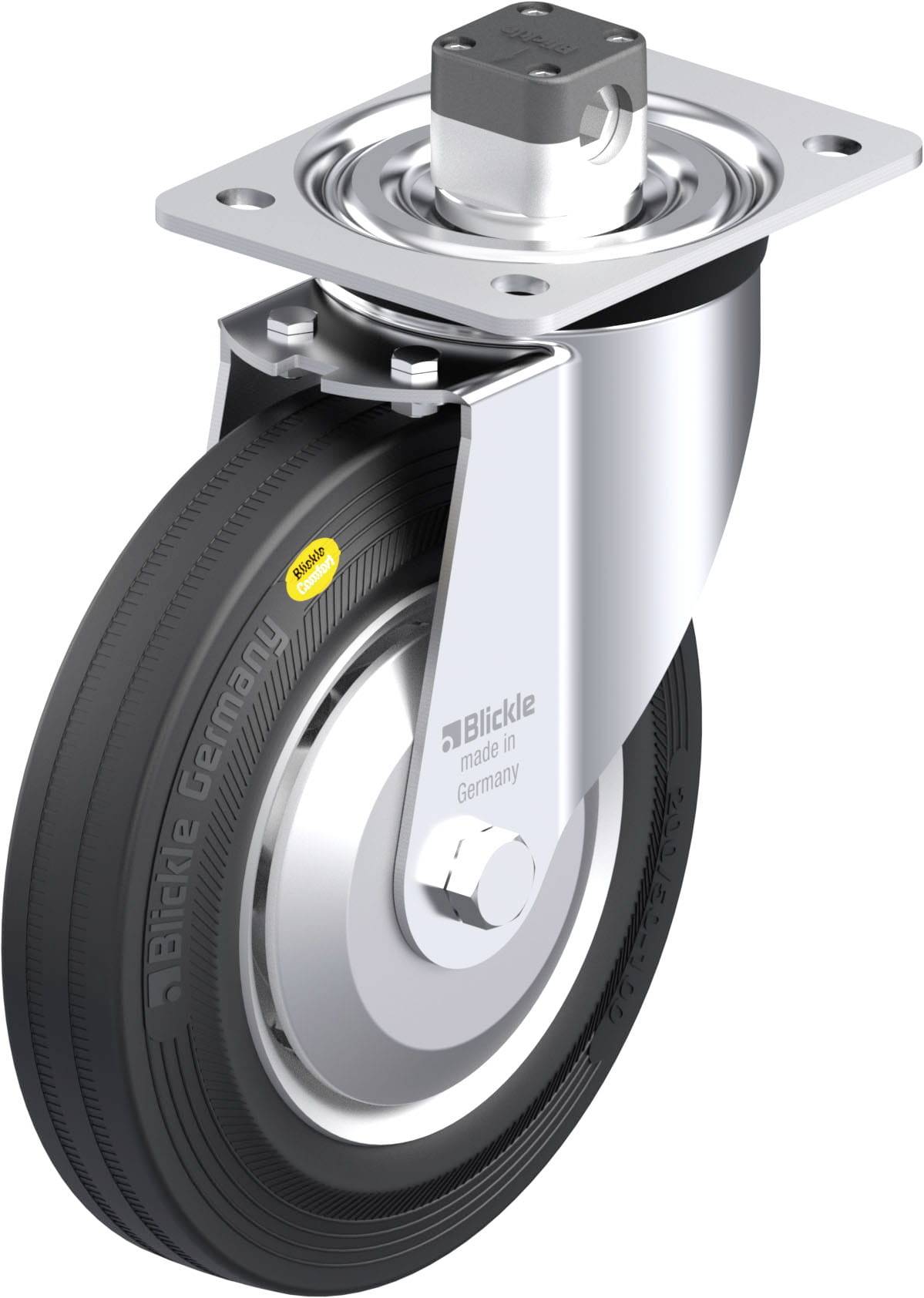 Blickle 850002 L-RD 200K-CS11-FA Acéllemez forgógörgő KerékØ: 200 mm Teherbírás (max.): 350 kg 1 db