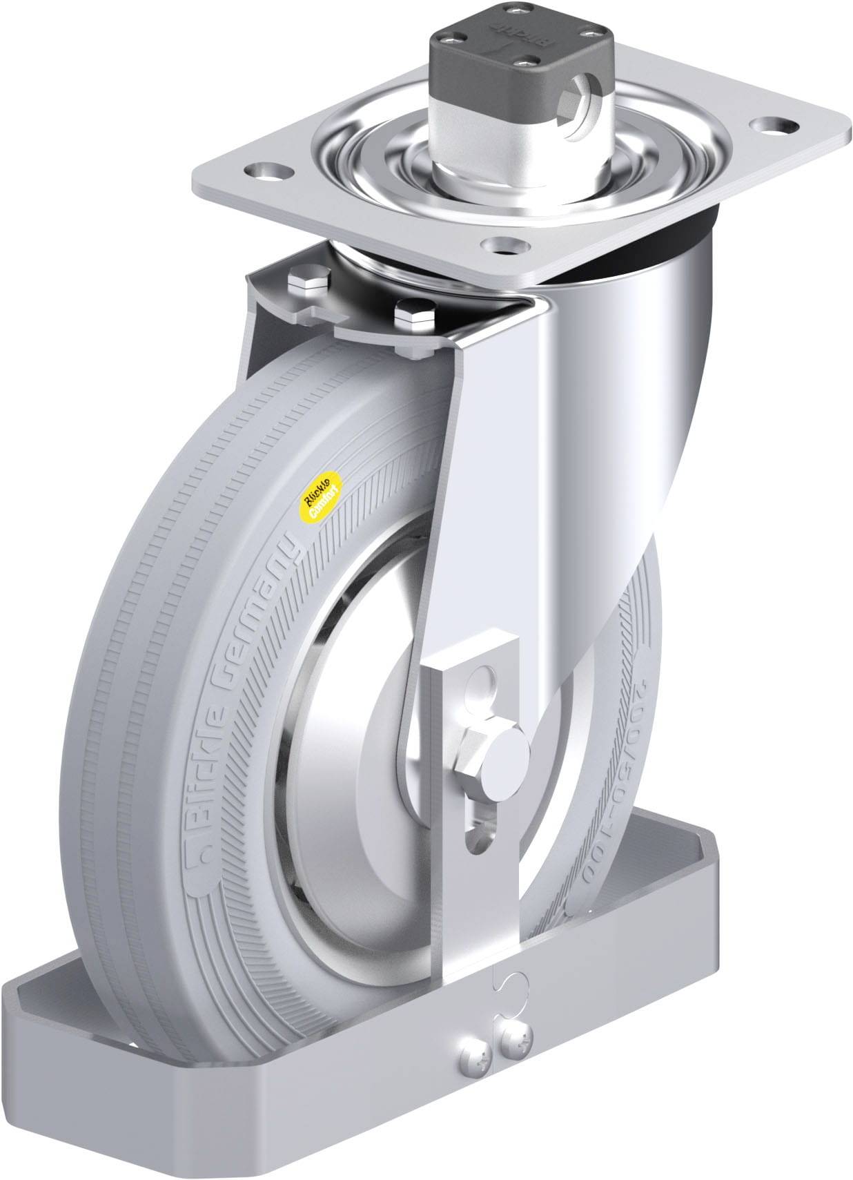 Blickle 938442 L-RD 200K-CS11-VLI-FA-FS Acéllemez forgógörgő KerékØ: 200 mm Teherbírás (max.): 350 kg 1 db