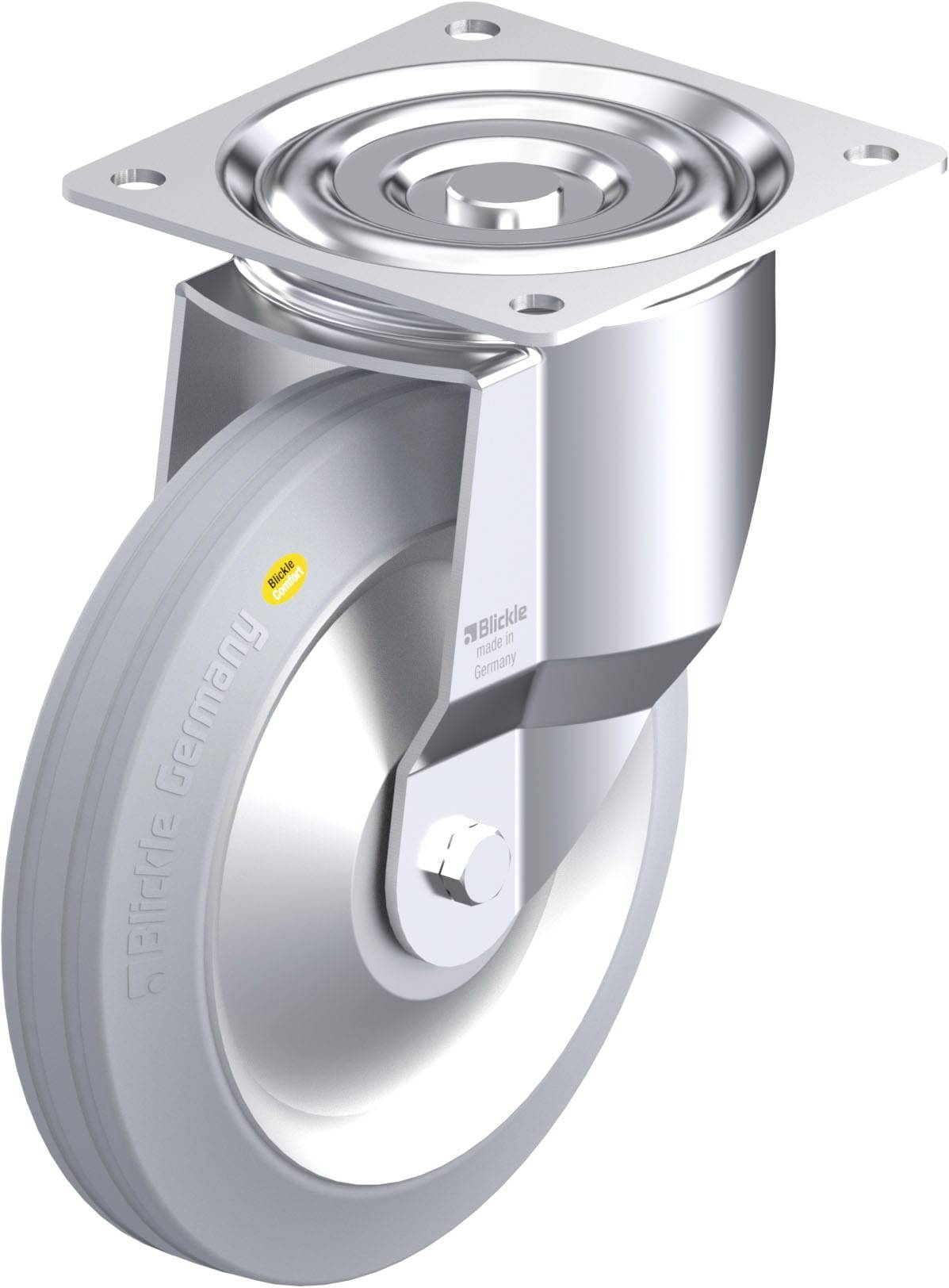 Blickle 850010 L-RD 250K-VLI-FA Acéllemez forgógörgő KerékØ: 250 mm Teherbírás (max.): 450 kg 1 db