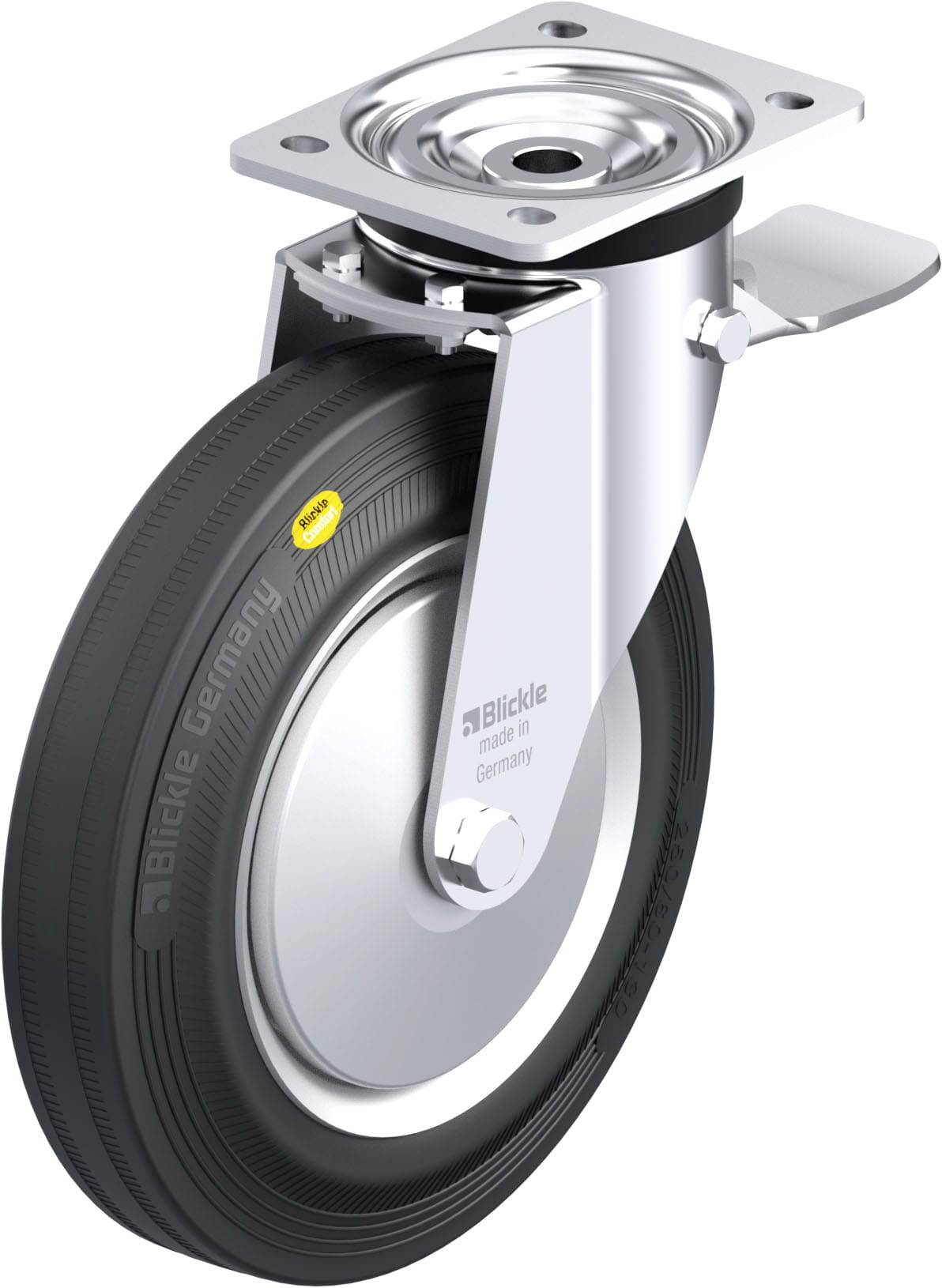 Blickle 850004 L-RD 252R-3-ST-FA Acéllemez forgógörgő KerékØ: 250 mm Teherbírás (max.): 450 kg 1 db