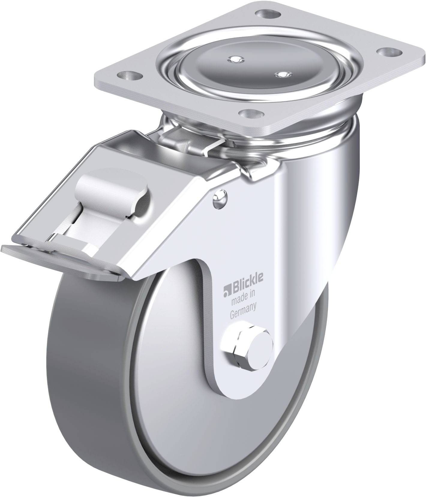 Blickle 946903 LUH-PO 160G-FI-ELS-FA Acéllemez forgógörgő KerékØ: 160 mm Teherbírás (max.): 450 kg 1 db