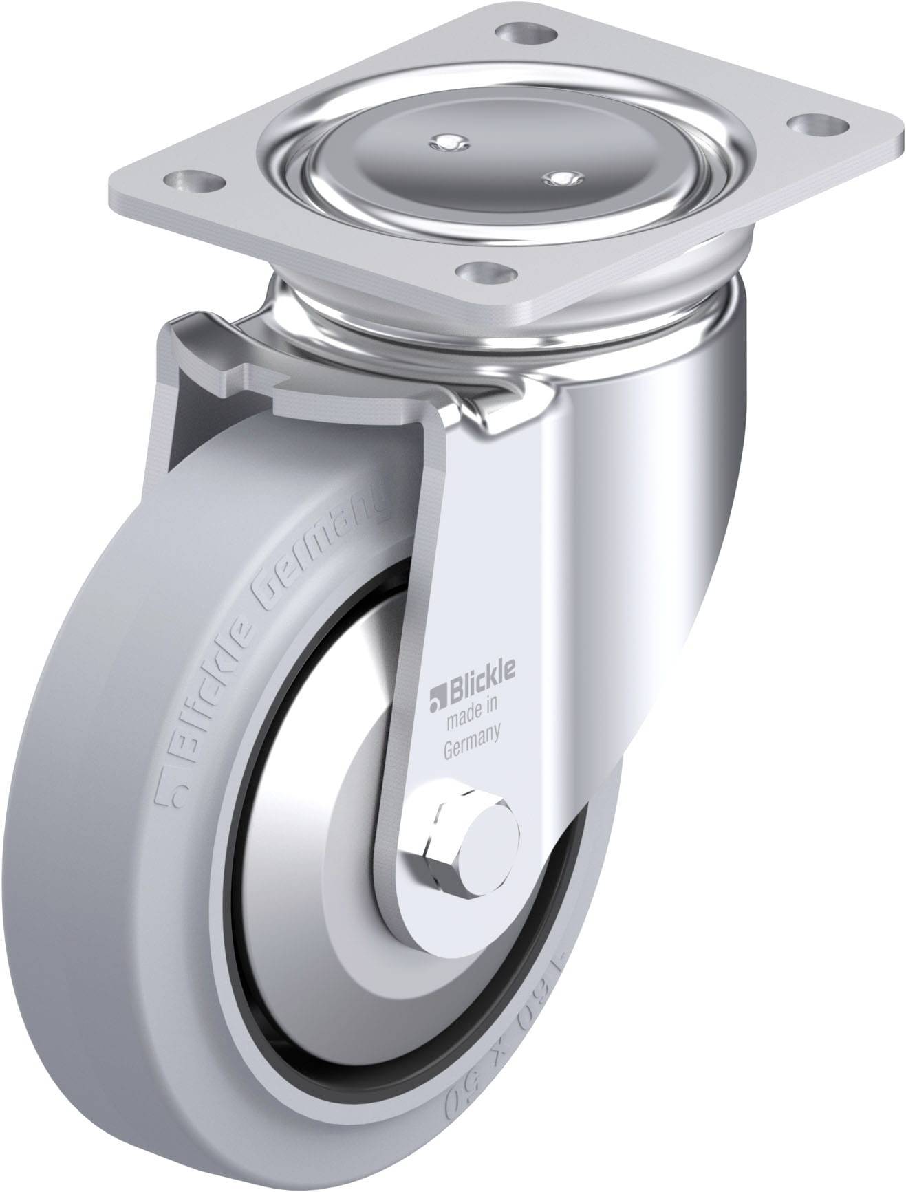 Blickle 851619 LUH-POEV 160KA-SG-FA Acéllemez forgógörgő KerékØ: 160 mm Teherbírás (max.): 400 kg 1 db