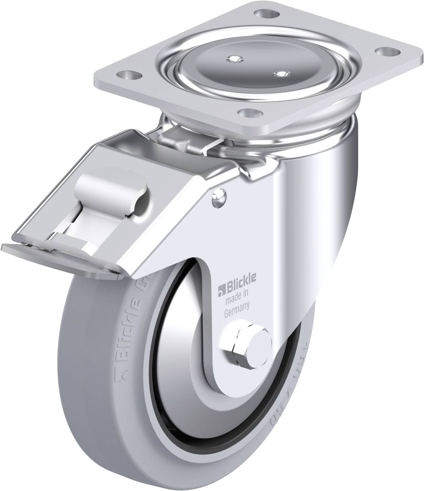 Blickle 851604 LUH-POEV 160XKA-FI-SG-FA Acéllemez forgógörgő KerékØ: 160 mm Teherbírás (max.): 400 kg 1 db
