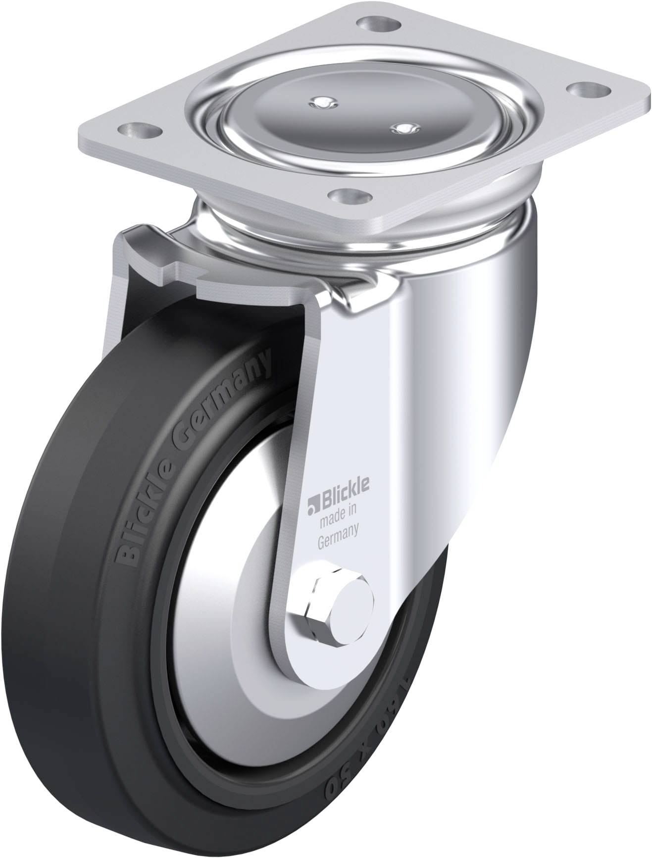 Blickle 851564 LUH-POEV 160XR-FA Acéllemez forgógörgő KerékØ: 160 mm Teherbírás (max.): 400 kg 1 db