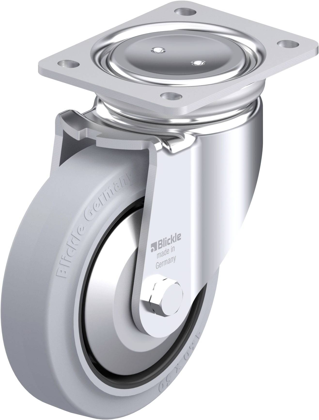 Blickle 851563 LUH-POEV 160XR-SG-FA Acéllemez forgógörgő KerékØ: 160 mm Teherbírás (max.): 400 kg 1 db