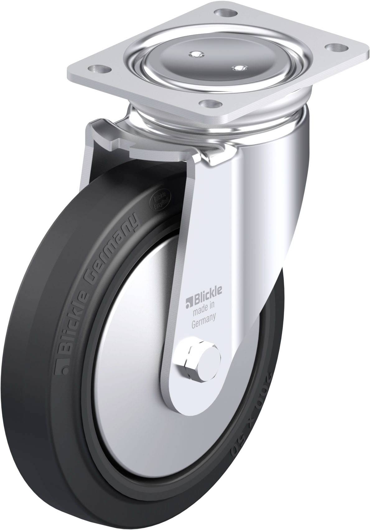 Blickle 851632 LUH-POEV 200XR-FA Acéllemez forgógörgő KerékØ: 200 mm Teherbírás (max.): 500 kg 1 db