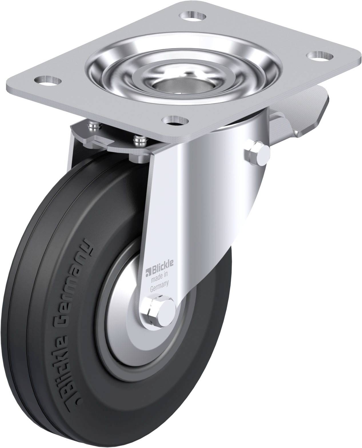 Blickle 749520 L-VPP 140G-ST-FA Acéllemez forgógörgő KerékØ: 140 mm Teherbírás (max.): 115 kg 1 db