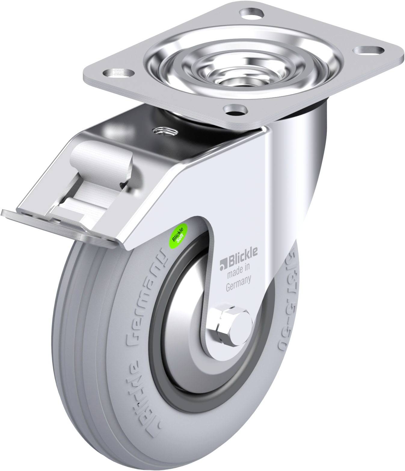 Blickle 849929 L-VWPP 125R-FI-SG-FA Acéllemez forgógörgő KerékØ: 125 mm Teherbírás (max.): 50 kg 1 db